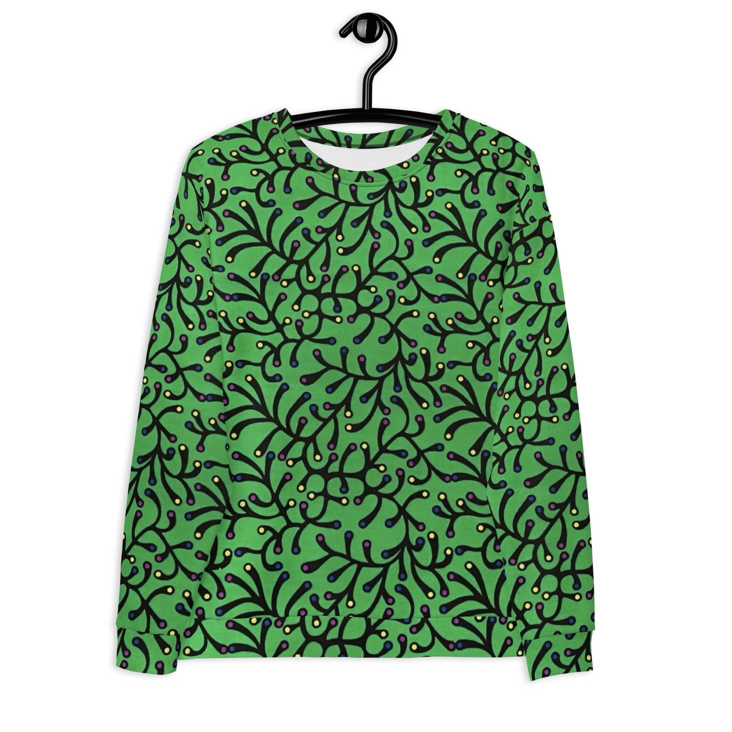 Vibrant Green And Yellow Polka Dots Ankara Unisex Sweatshirt