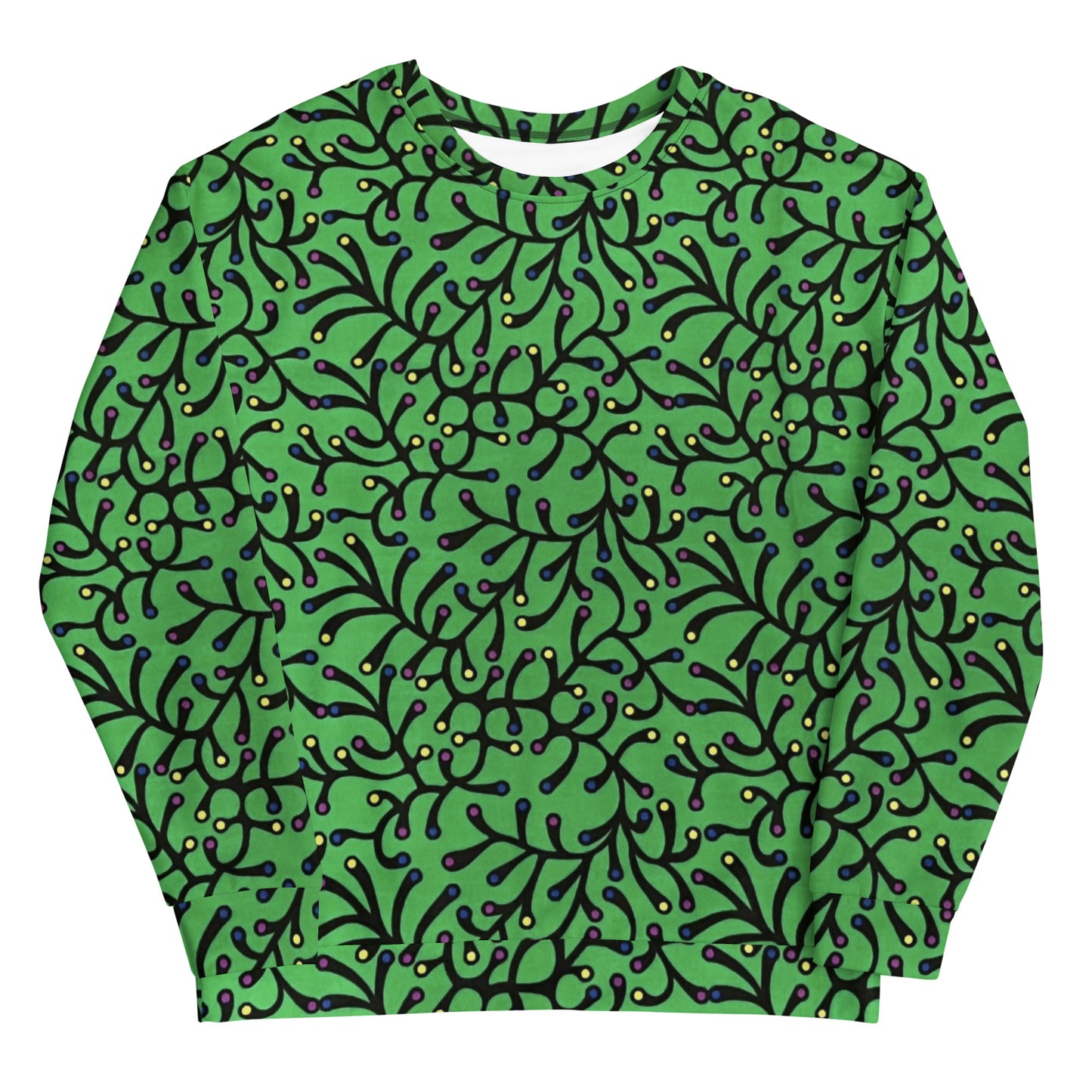 Vibrant Green And Yellow Polka Dots Ankara Unisex Sweatshirt