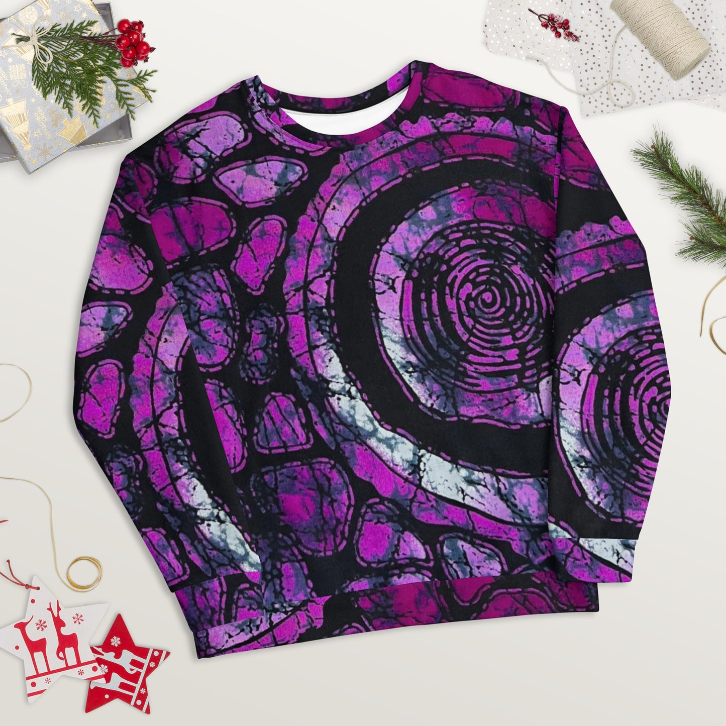 Purple Black Ankara Unisex Sweatshirt