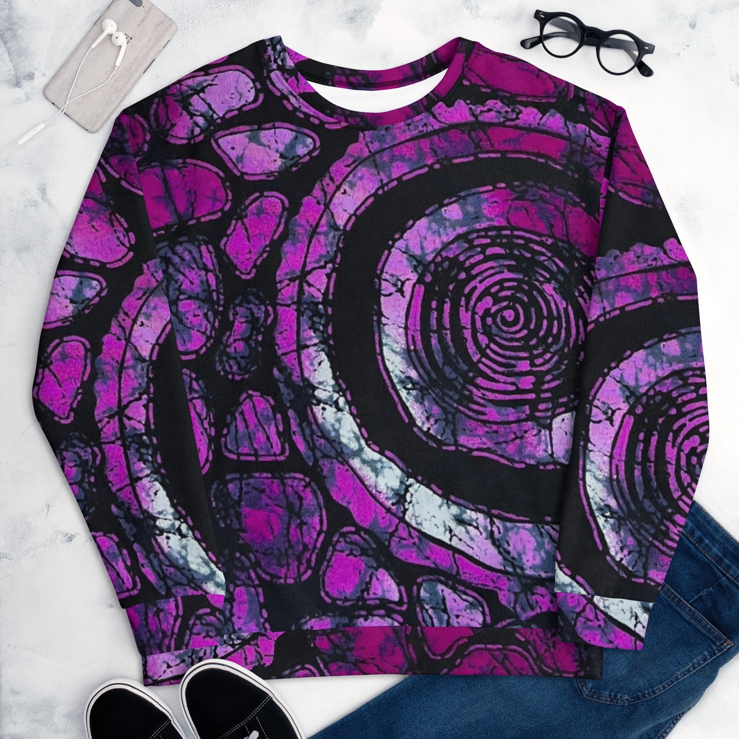 Purple Black Ankara Unisex Sweatshirt