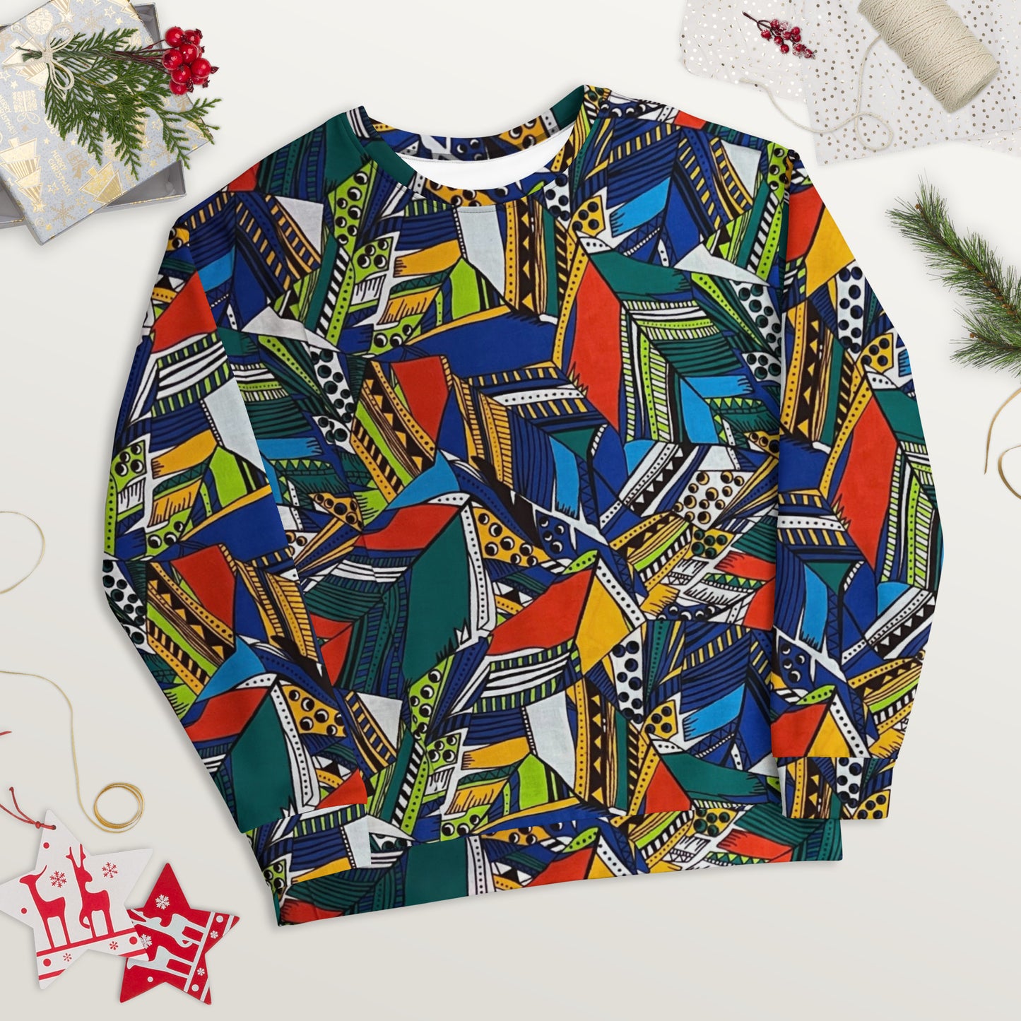 Multicolour Shapes Ankara Unisex Sweatshirt