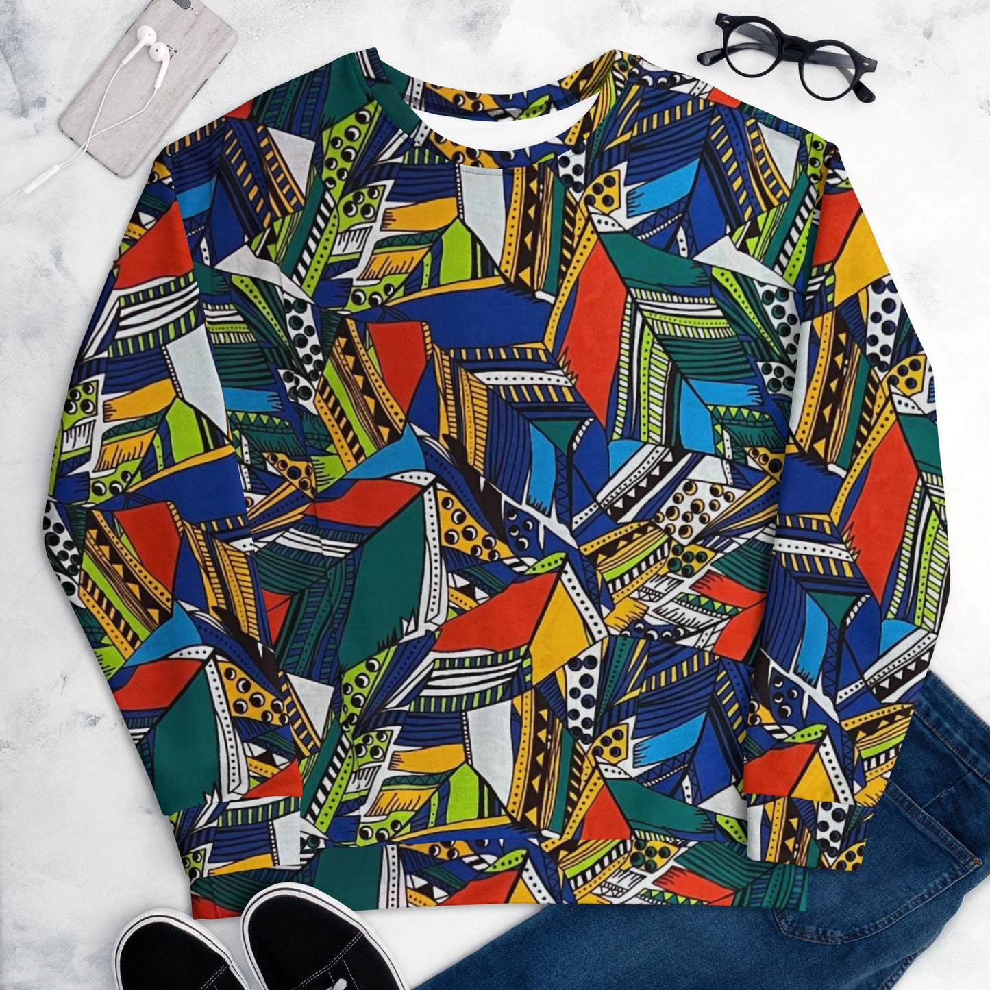 Multicolour Shapes Ankara Unisex Sweatshirt