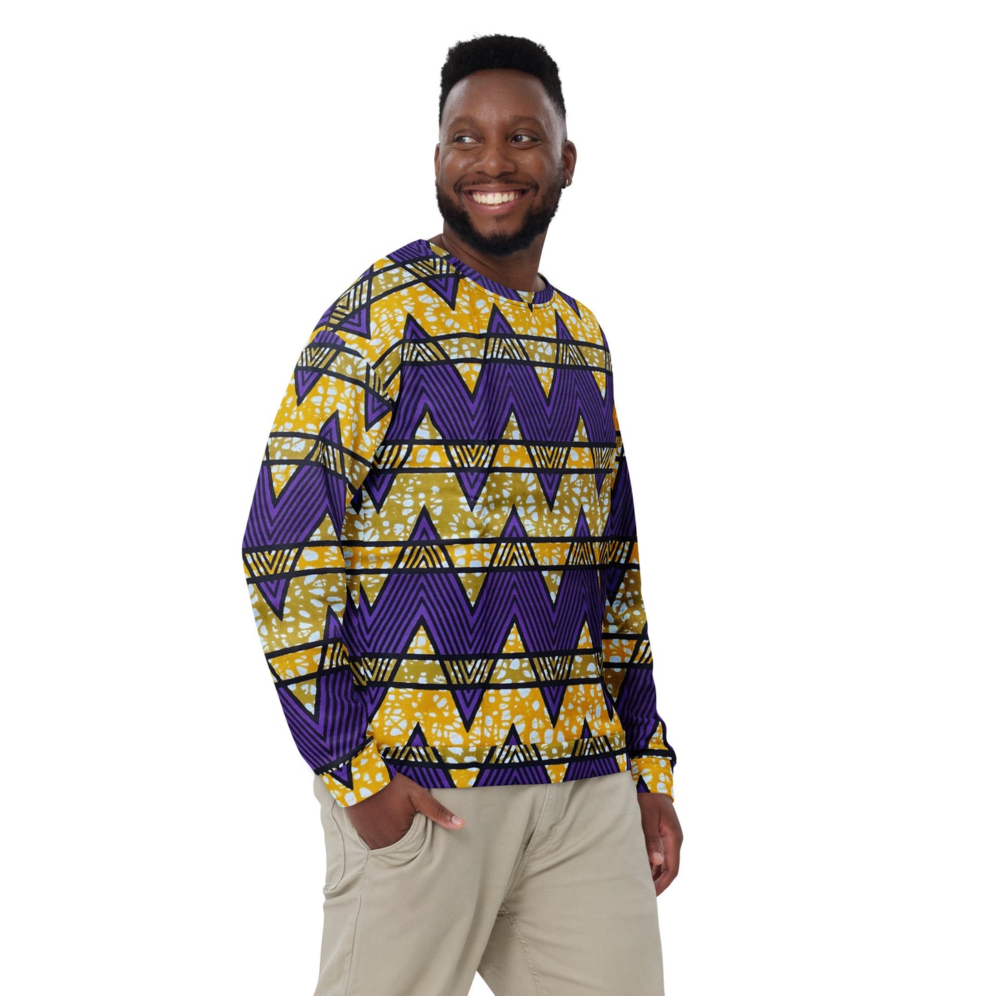 Purple Yellow Kente Ankara Unisex Sweatshirt