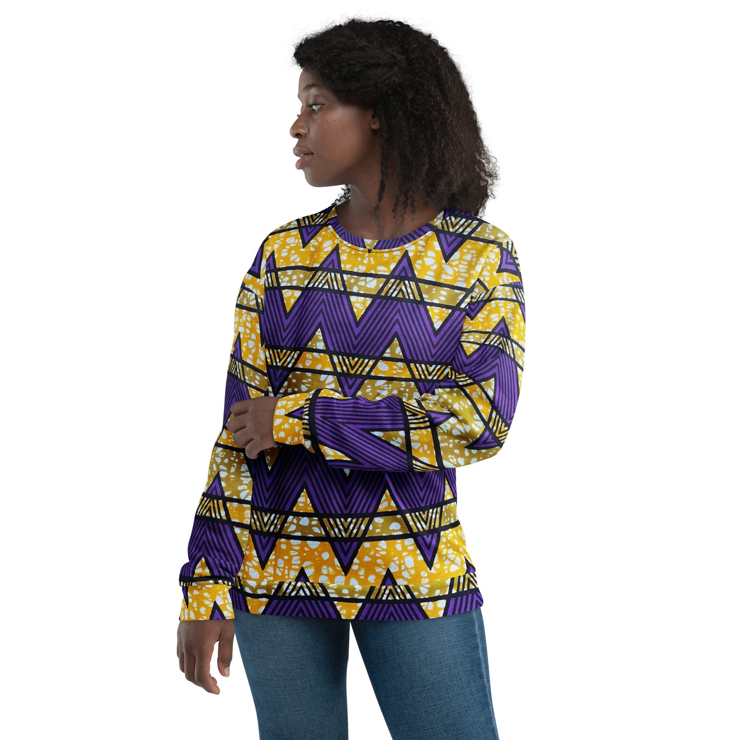 Purple Yellow Kente Ankara Unisex Sweatshirt