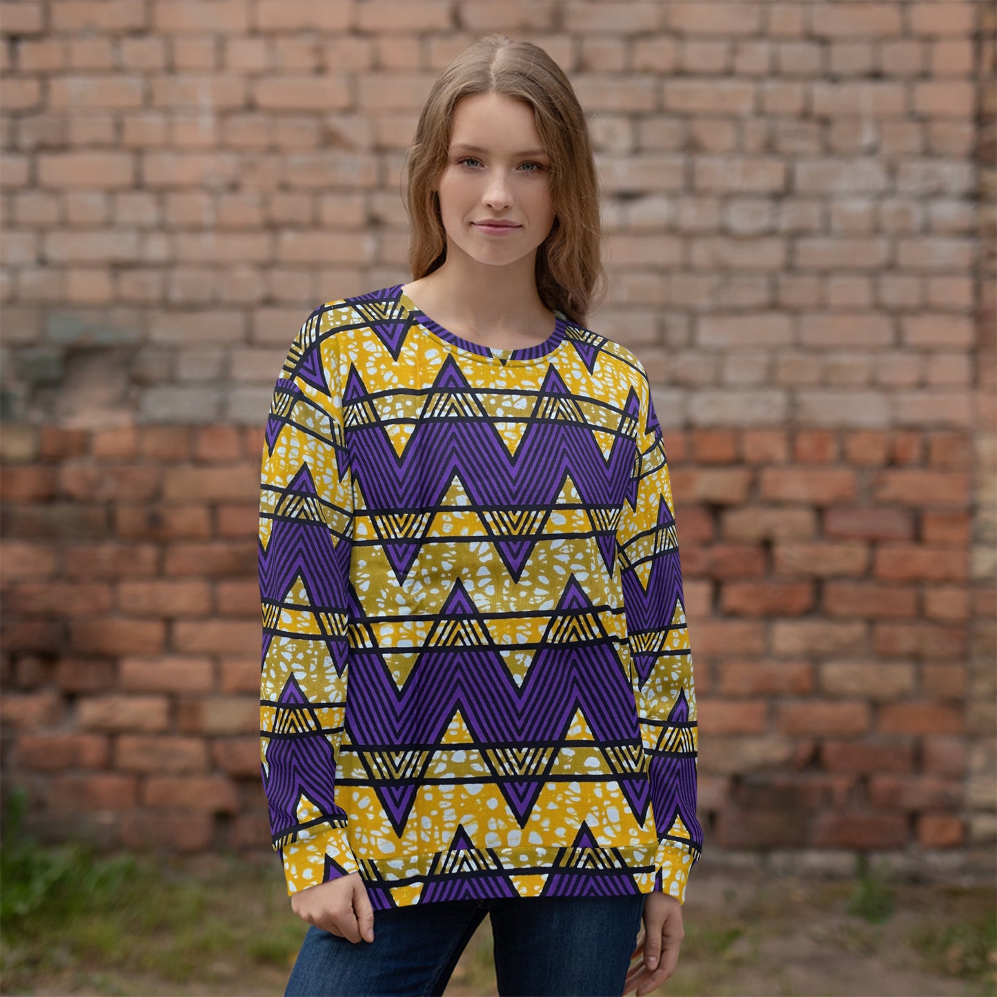 Purple Yellow Kente Ankara Unisex Sweatshirt