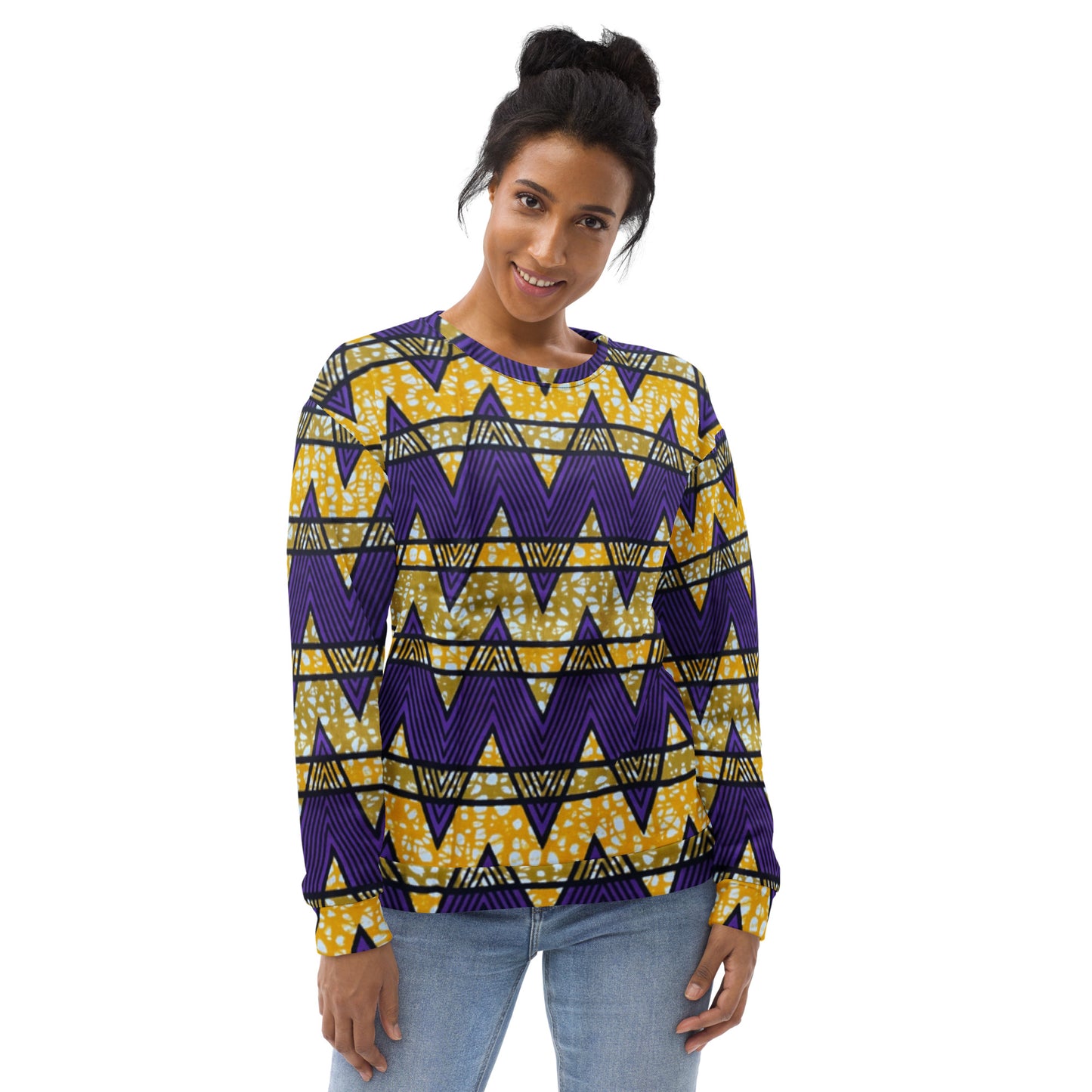 Purple Yellow Kente Ankara Unisex Sweatshirt