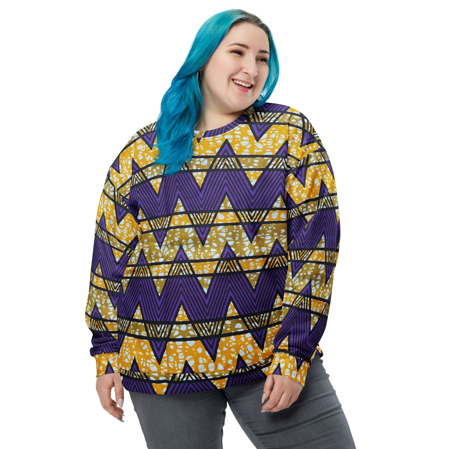 Purple Yellow Kente Ankara Unisex Sweatshirt