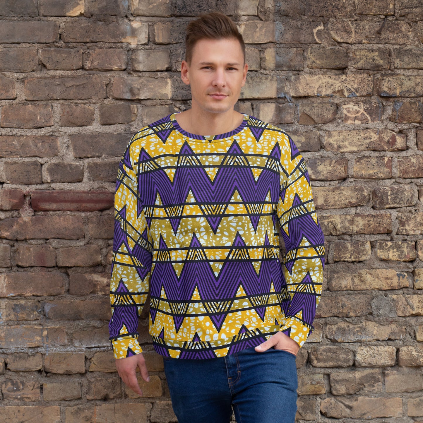 Purple Yellow Kente Ankara Unisex Sweatshirt