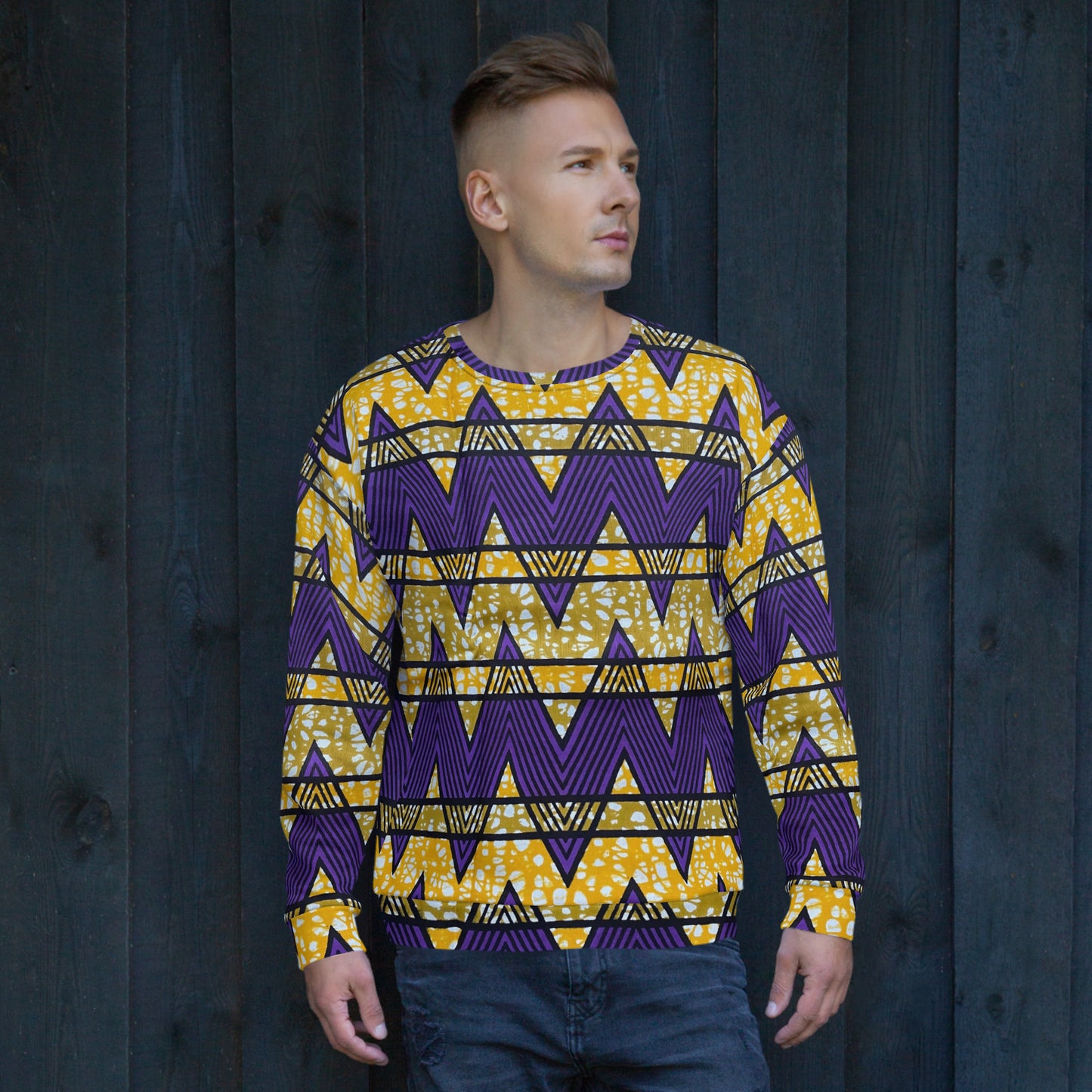 Purple Yellow Kente Ankara Unisex Sweatshirt