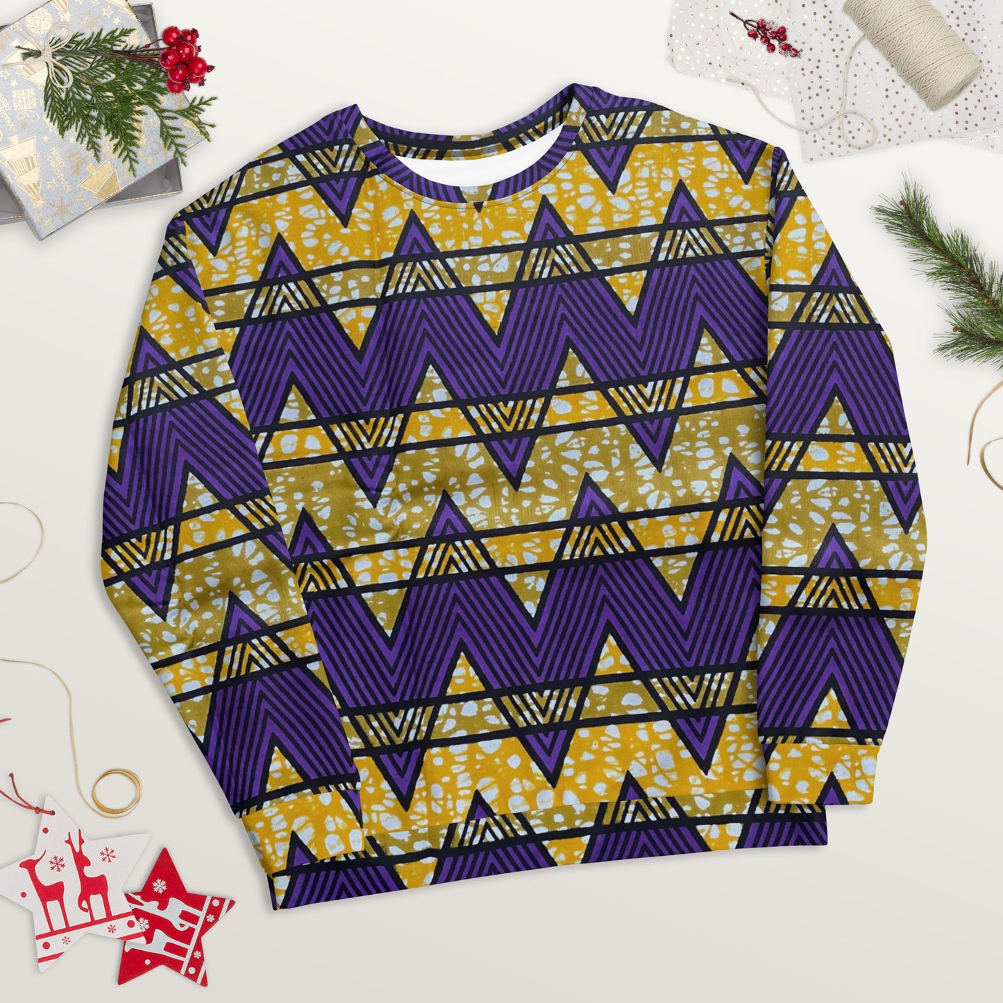 Purple Yellow Kente Ankara Unisex Sweatshirt