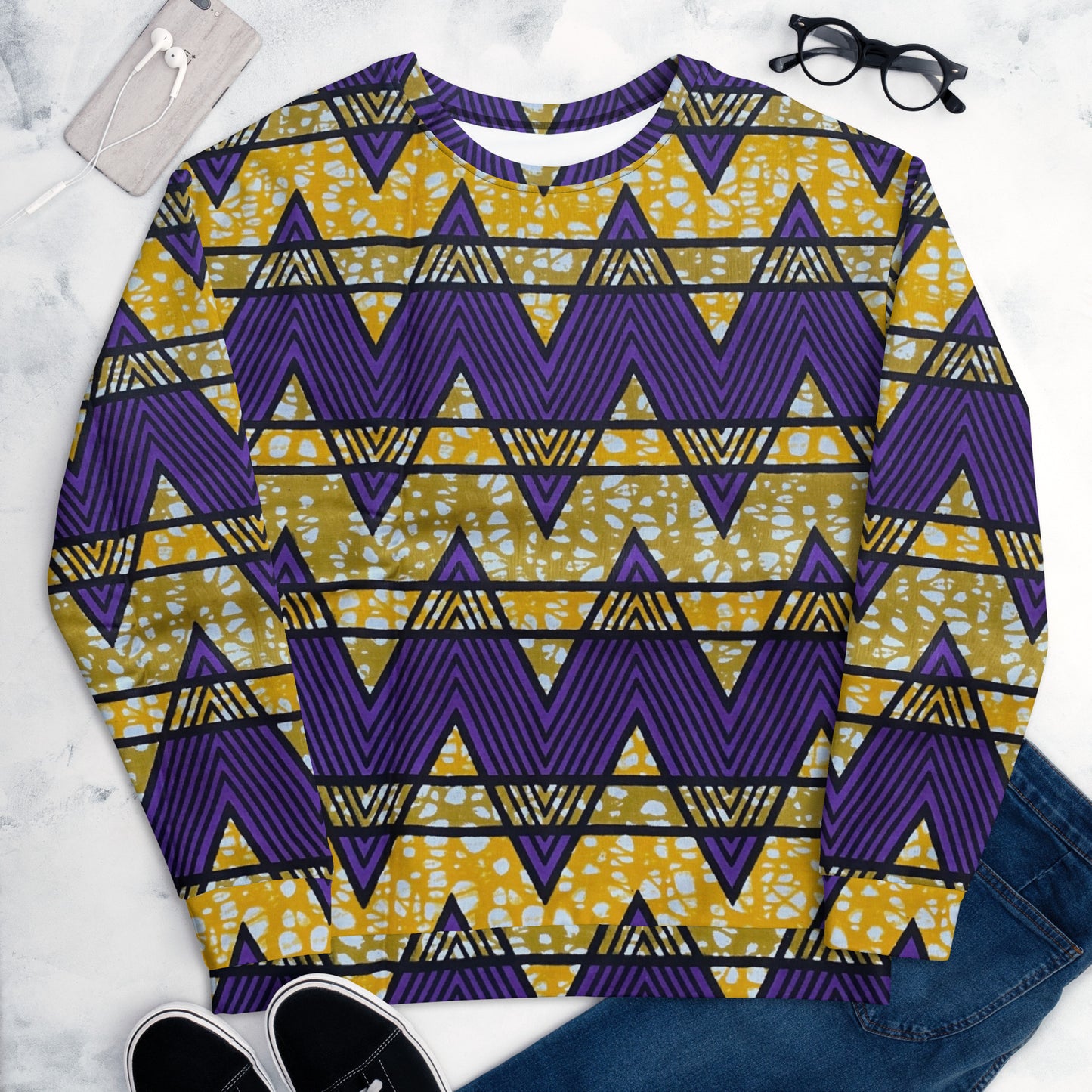 Purple Yellow Kente Ankara Unisex Sweatshirt