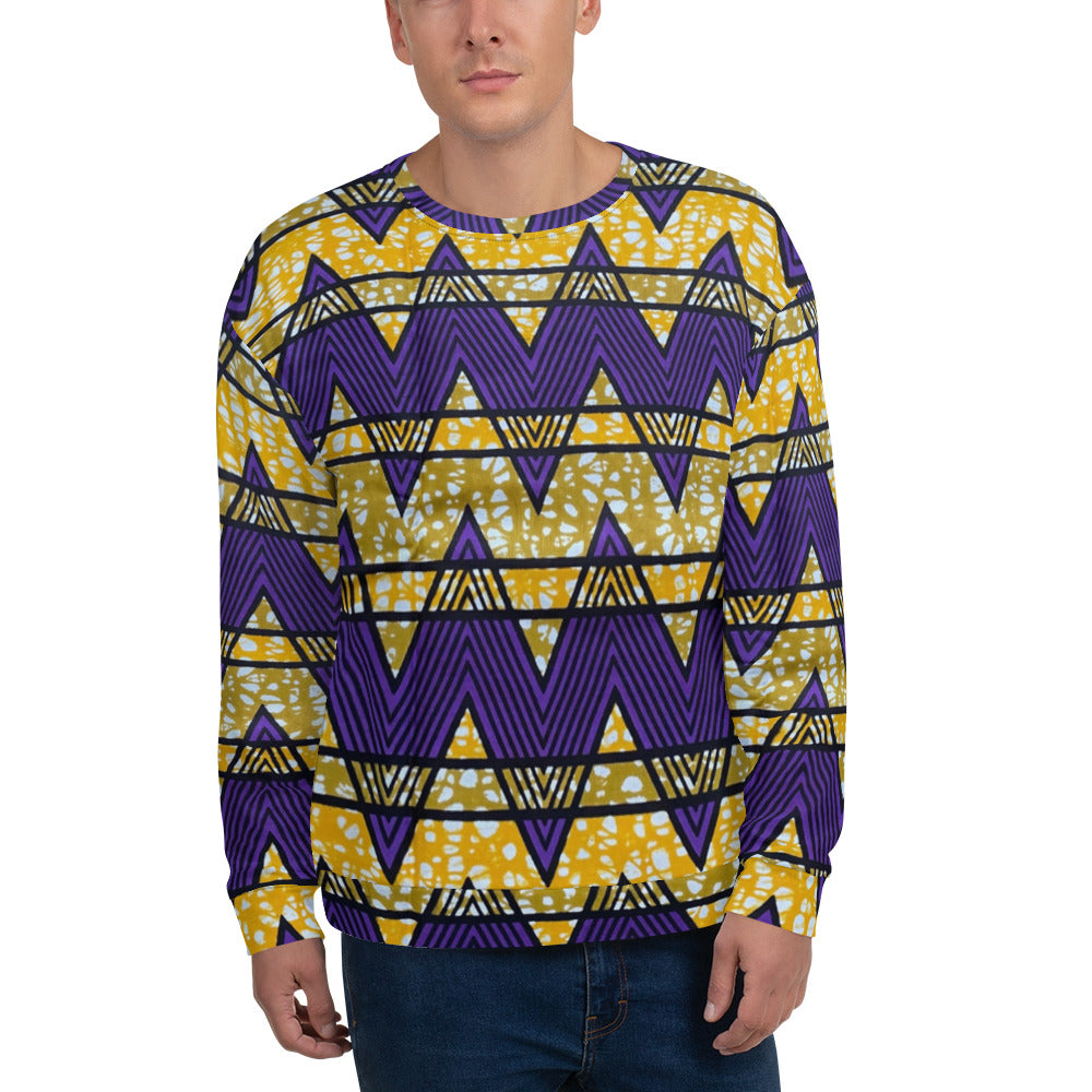 Purple Yellow Kente Ankara Unisex Sweatshirt