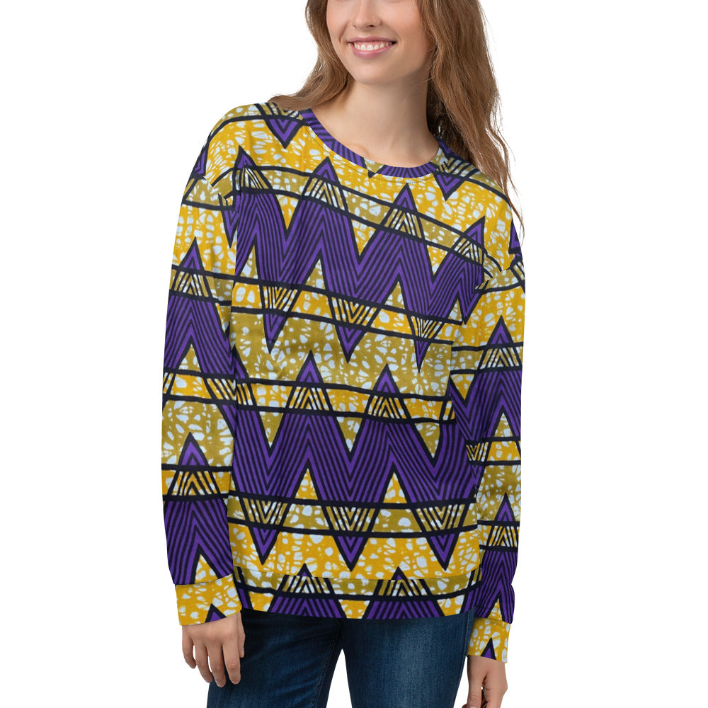 Purple Yellow Kente Ankara Unisex Sweatshirt