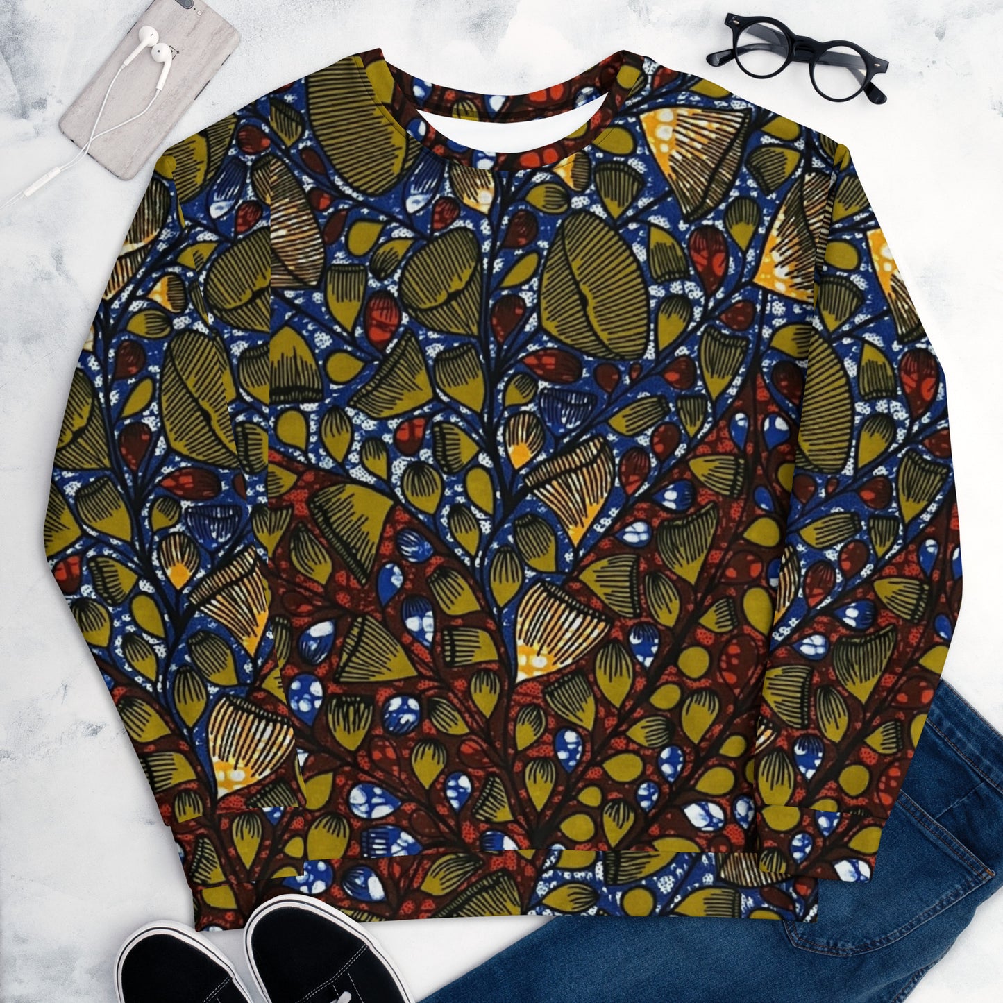 Leafy Abstract Ankara Unisex Sweatshirt