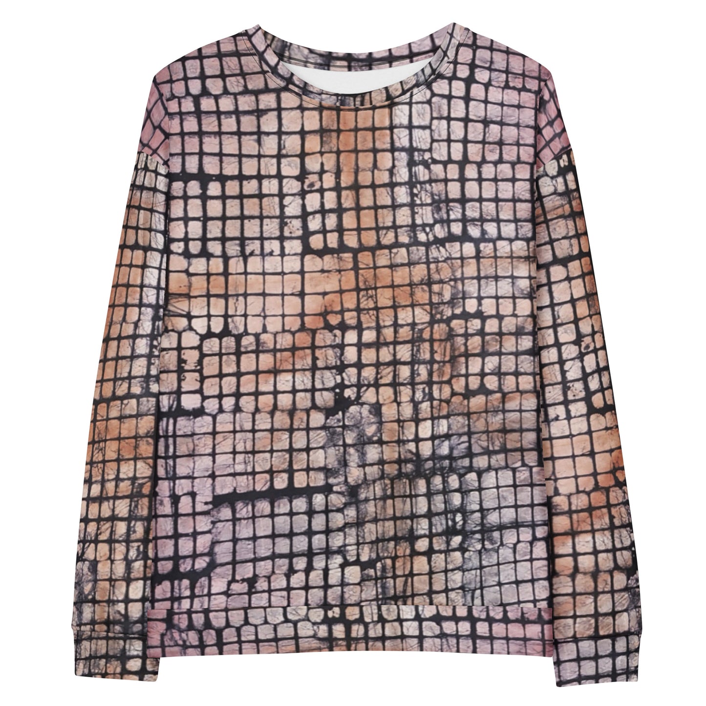 Pink Checked Adire Unisex Sweatshirt