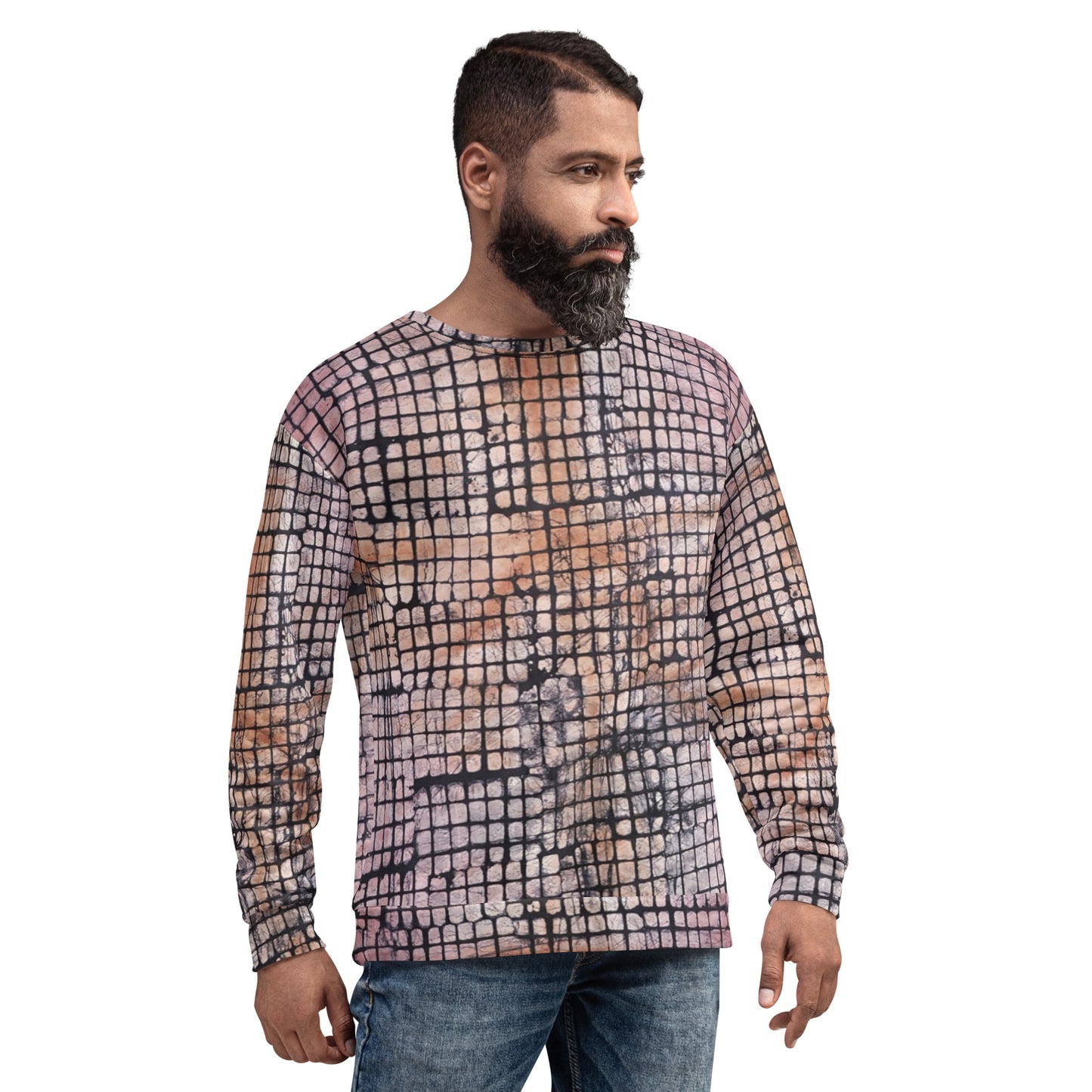 Pink Checked Adire Unisex Sweatshirt