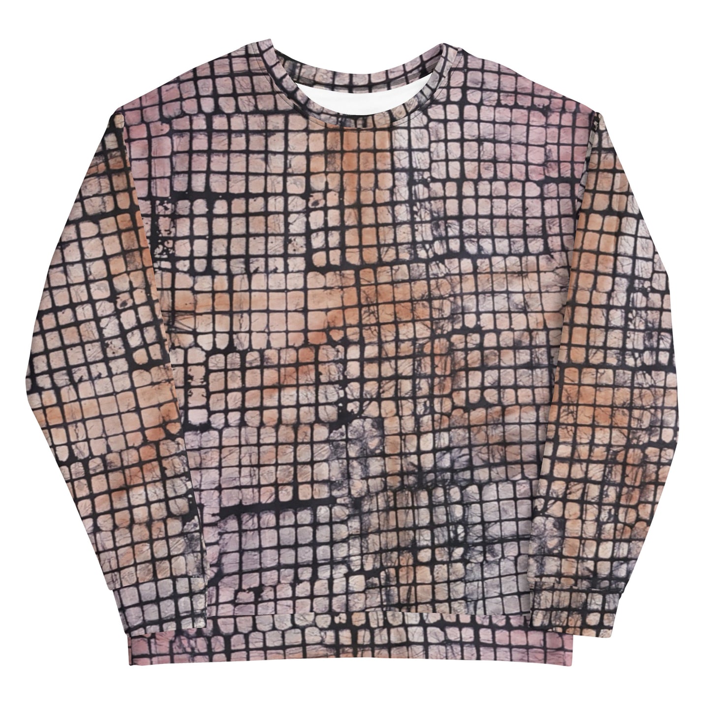 Pink Checked Adire Unisex Sweatshirt