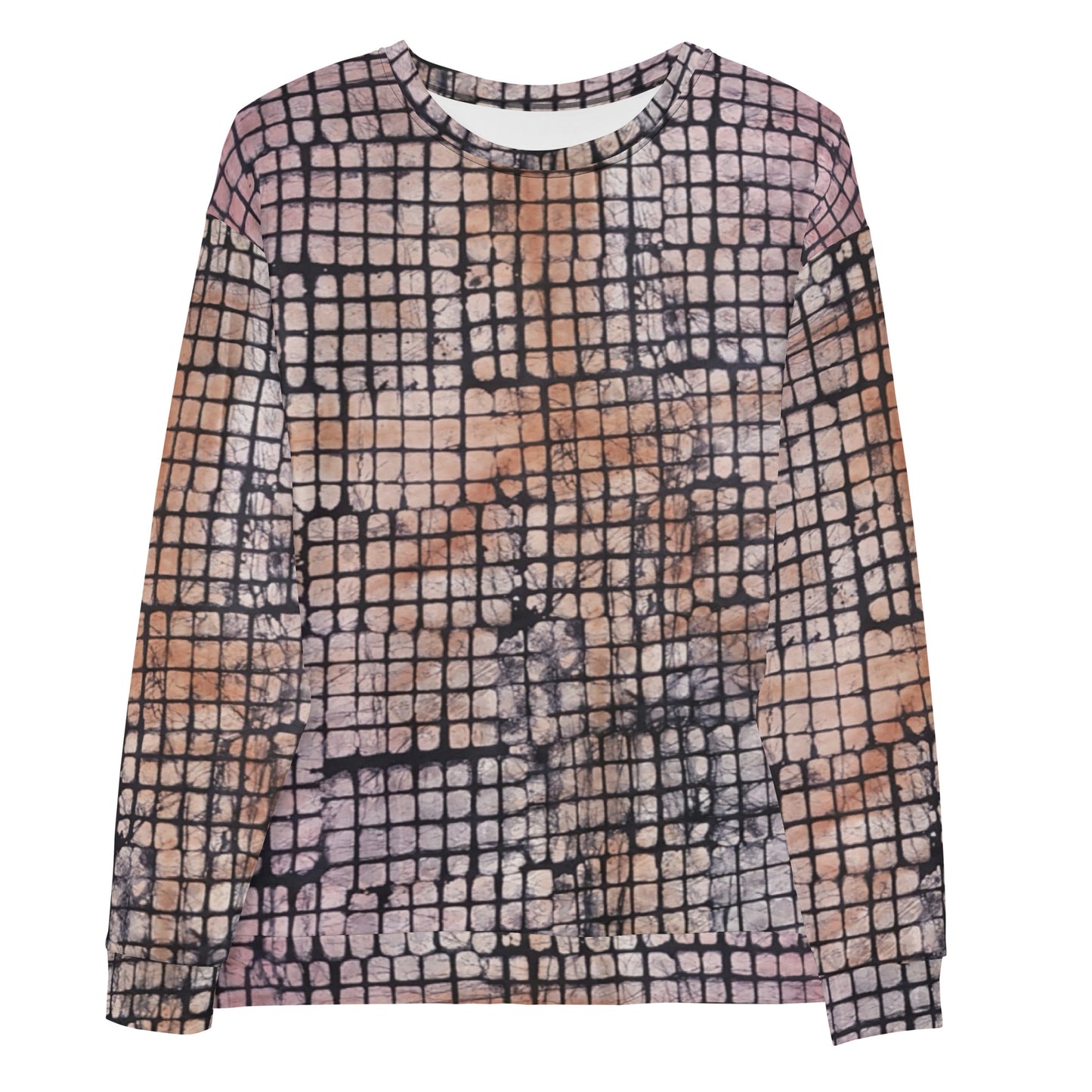 Pink Checked Adire Unisex Sweatshirt