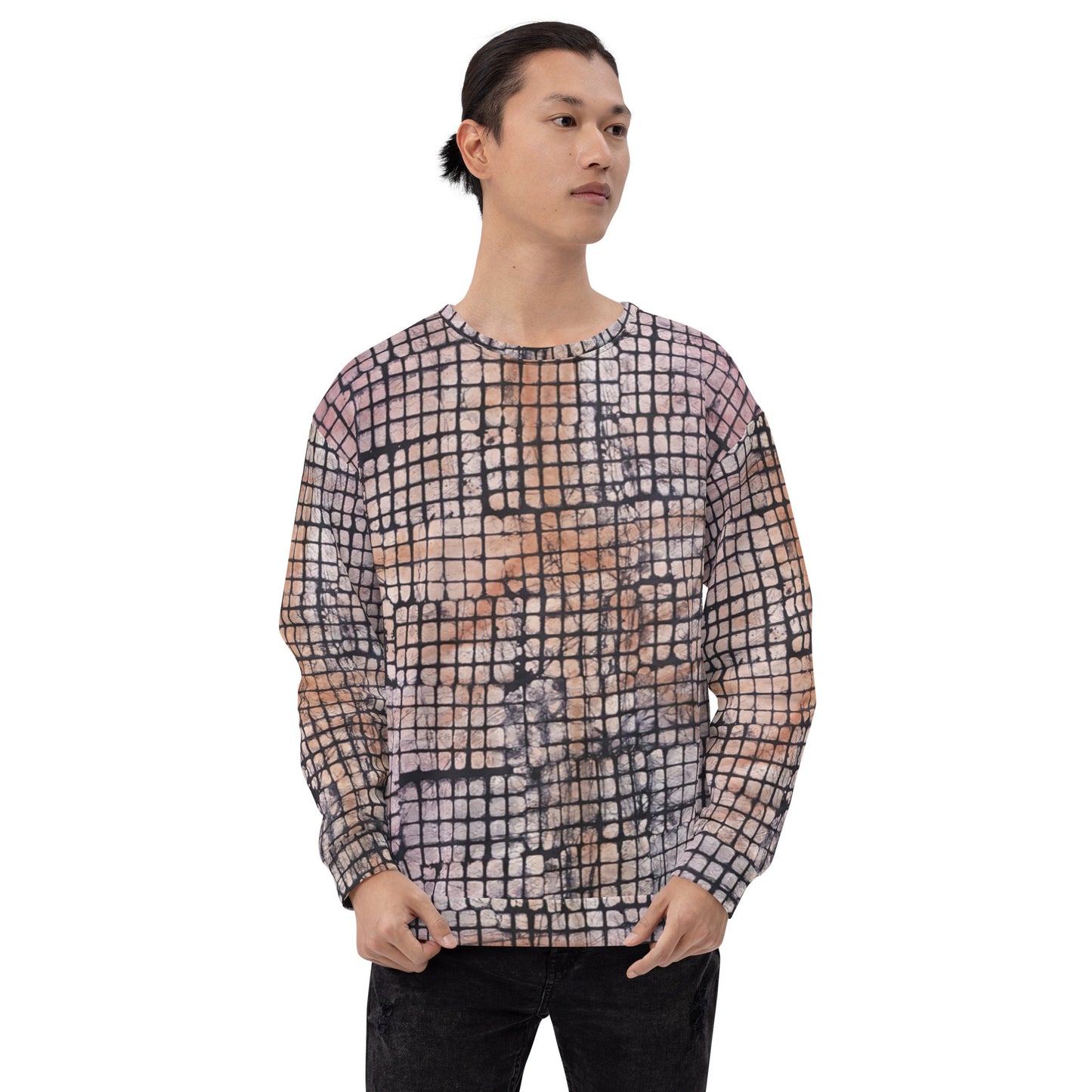 Pink Checked Adire Unisex Sweatshirt