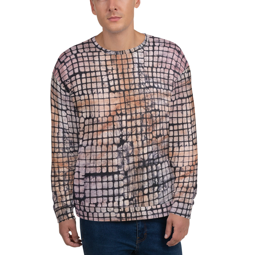 Pink Checked Adire Unisex Sweatshirt