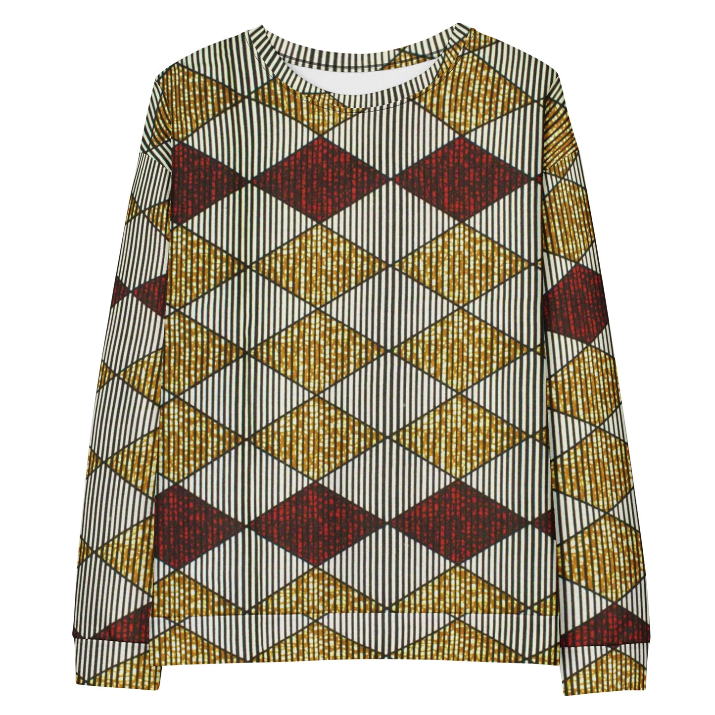 Burgundy Gold Diamond Ankara Unisex Sweatshirt