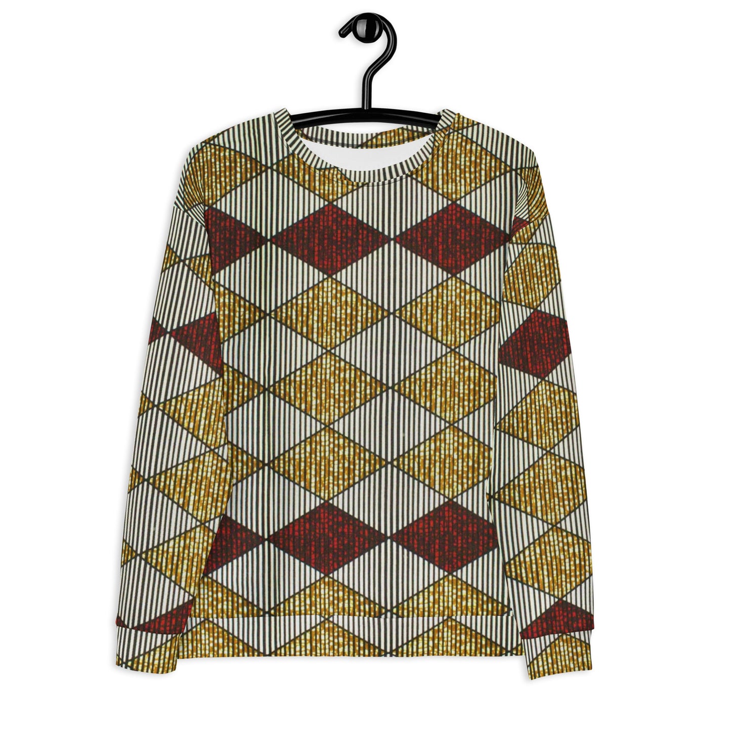 Burgundy Gold Diamond Ankara Unisex Sweatshirt