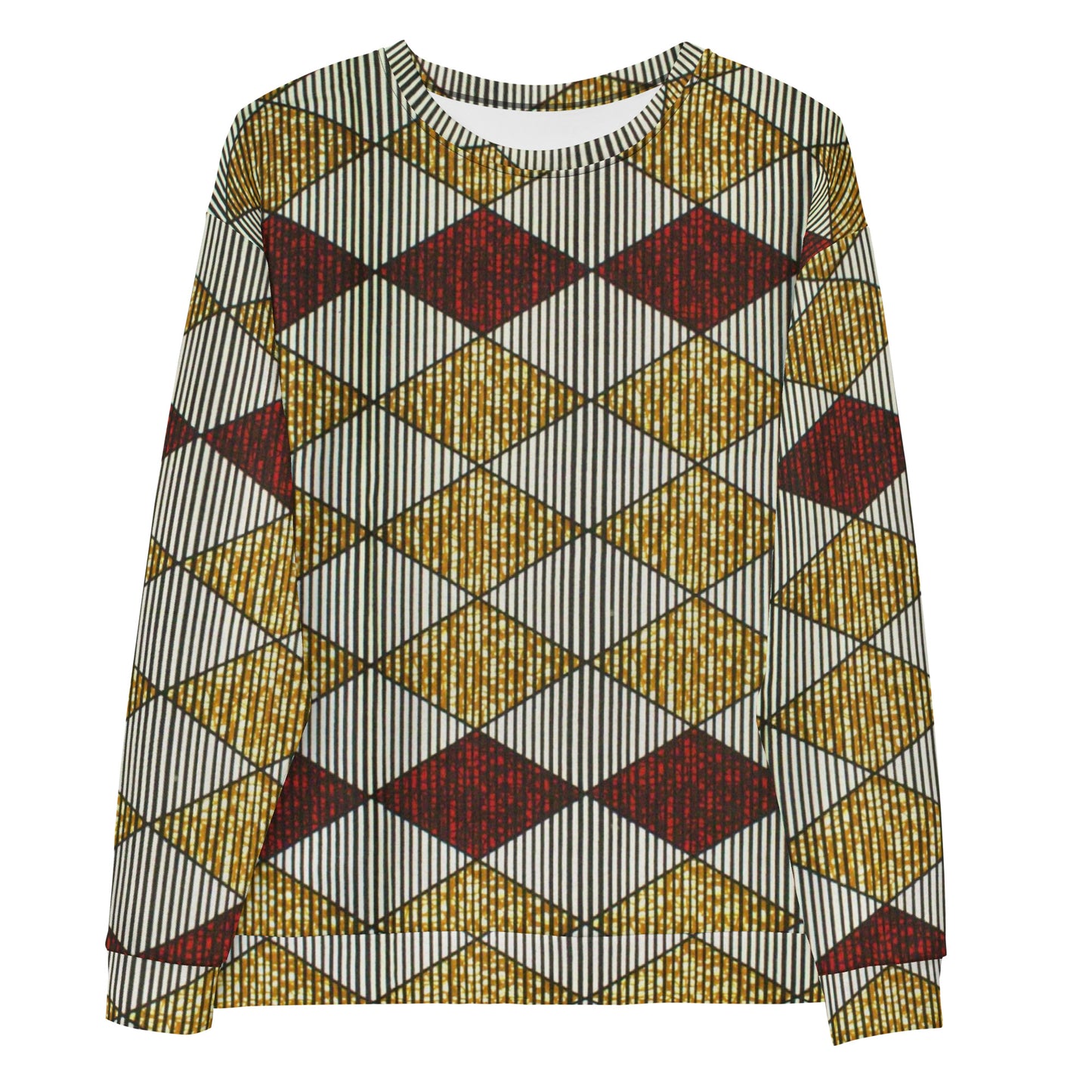 Burgundy Gold Diamond Ankara Unisex Sweatshirt