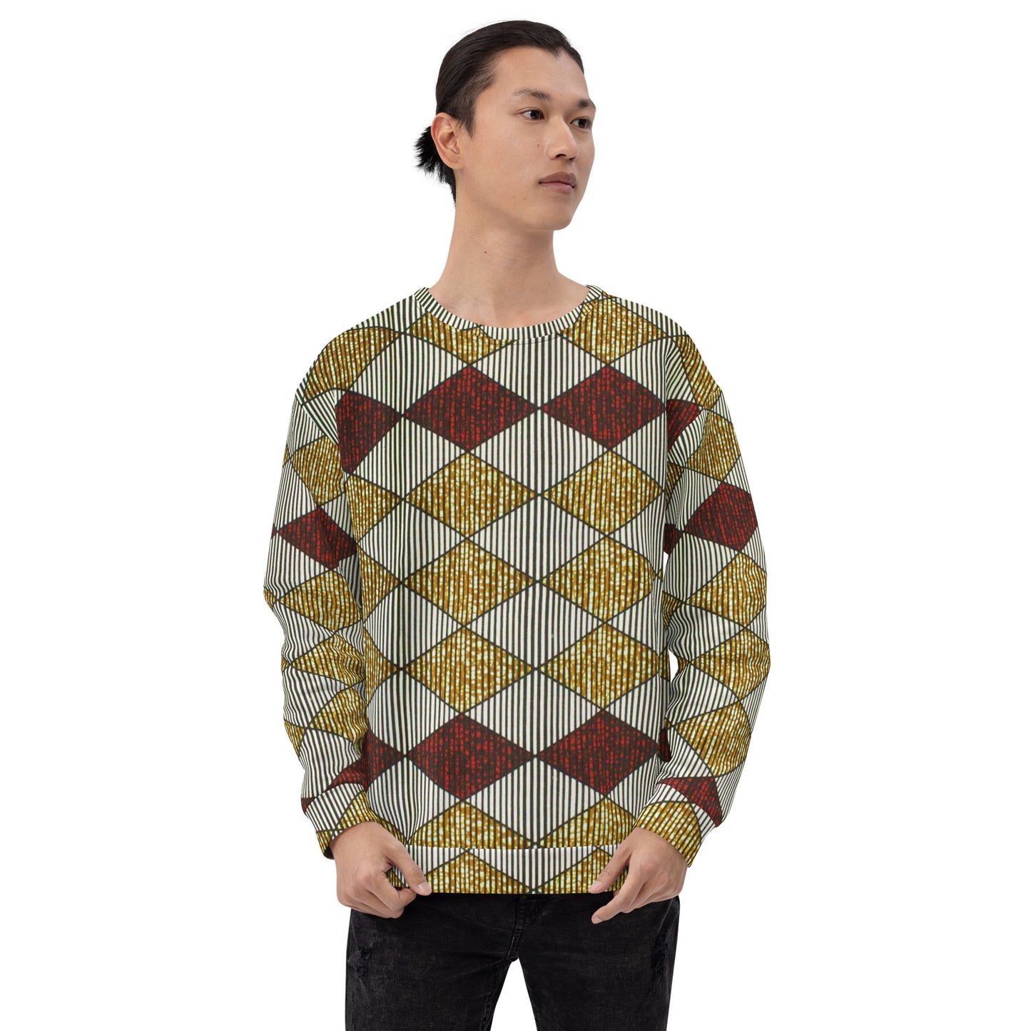 Burgundy Gold Diamond Ankara Unisex Sweatshirt