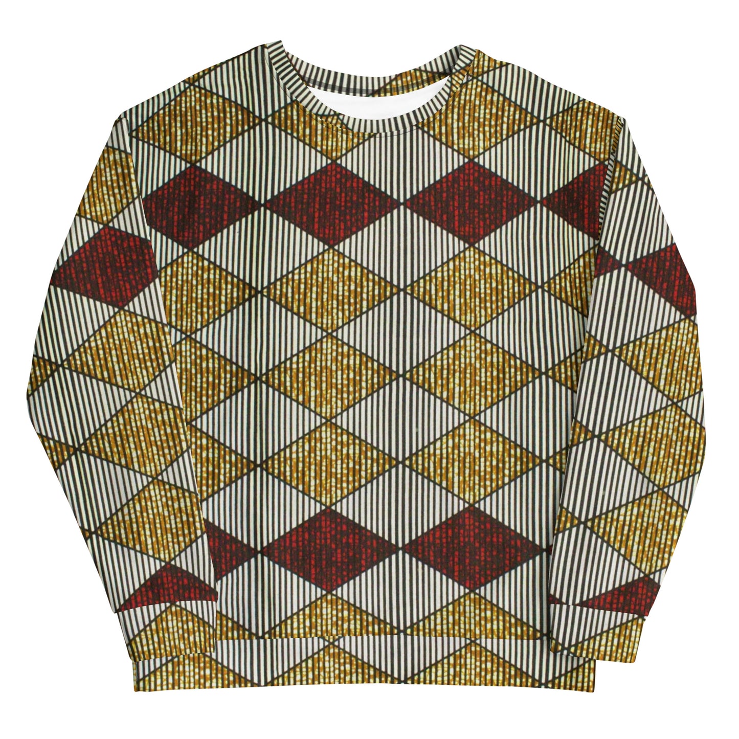 Burgundy Gold Diamond Ankara Unisex Sweatshirt