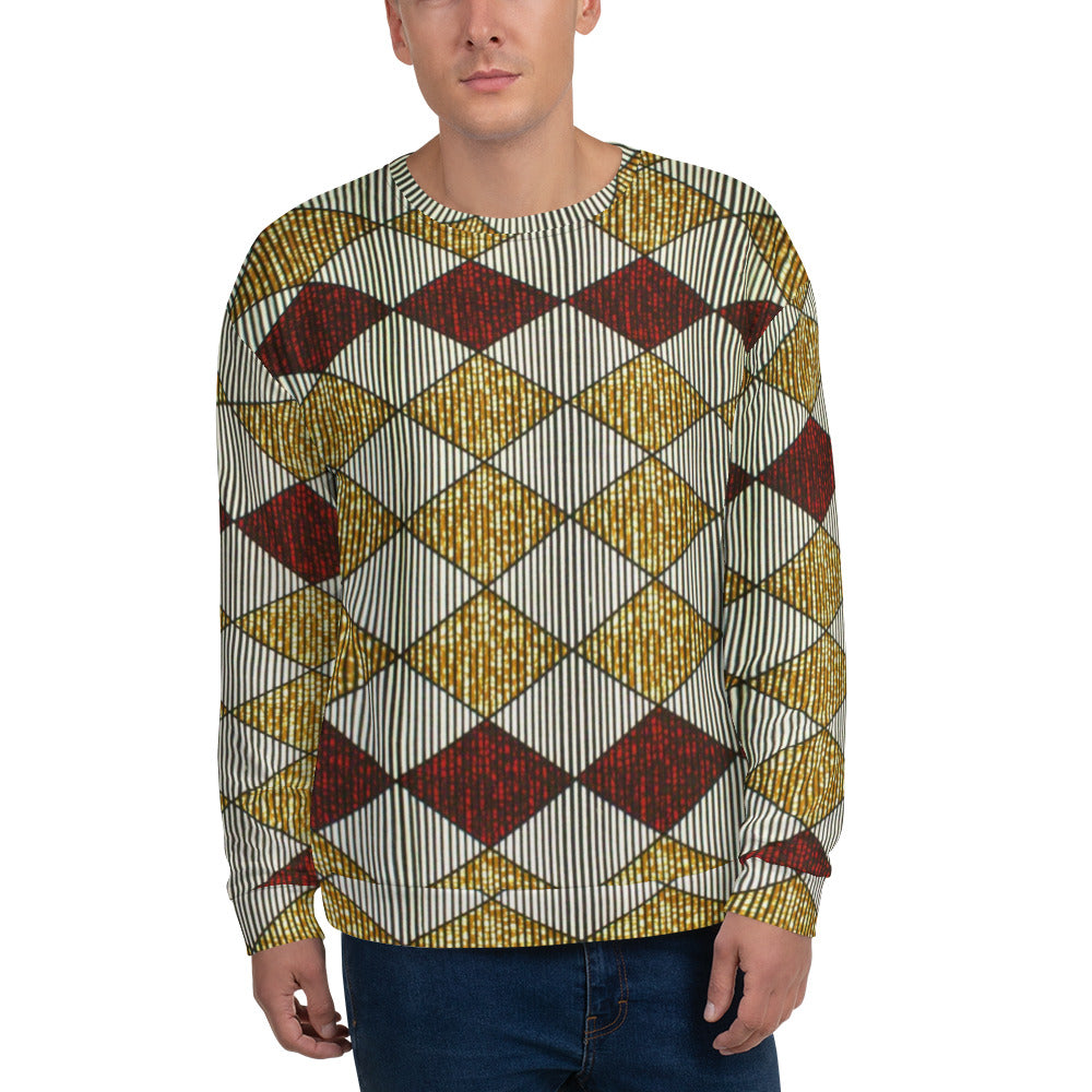 Burgundy Gold Diamond Ankara Unisex Sweatshirt