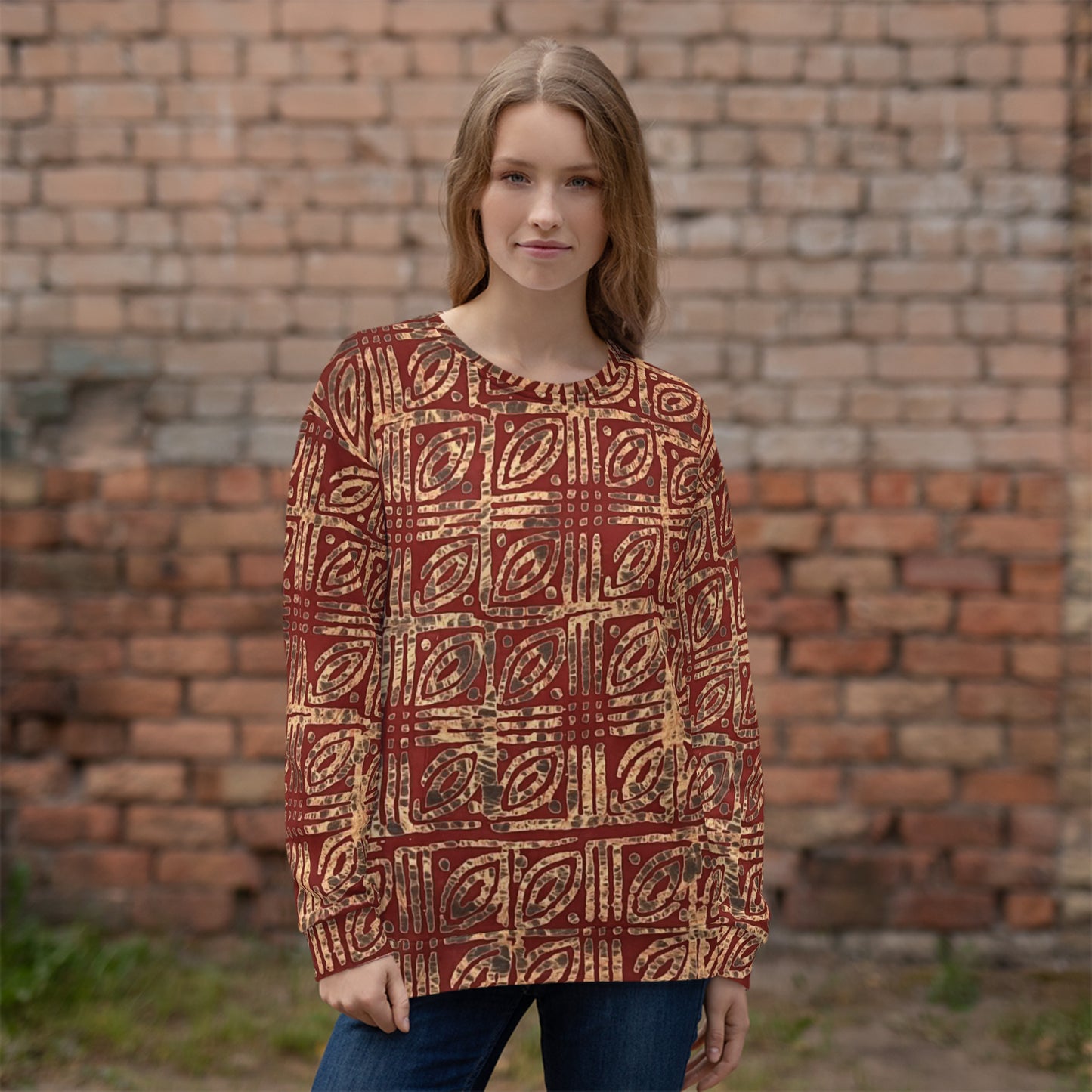 Copper And Gold Adire Unisex Sweatshirt