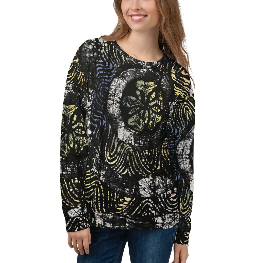 Circles And Swirls Indigo Adire Unisex Sweatshirt