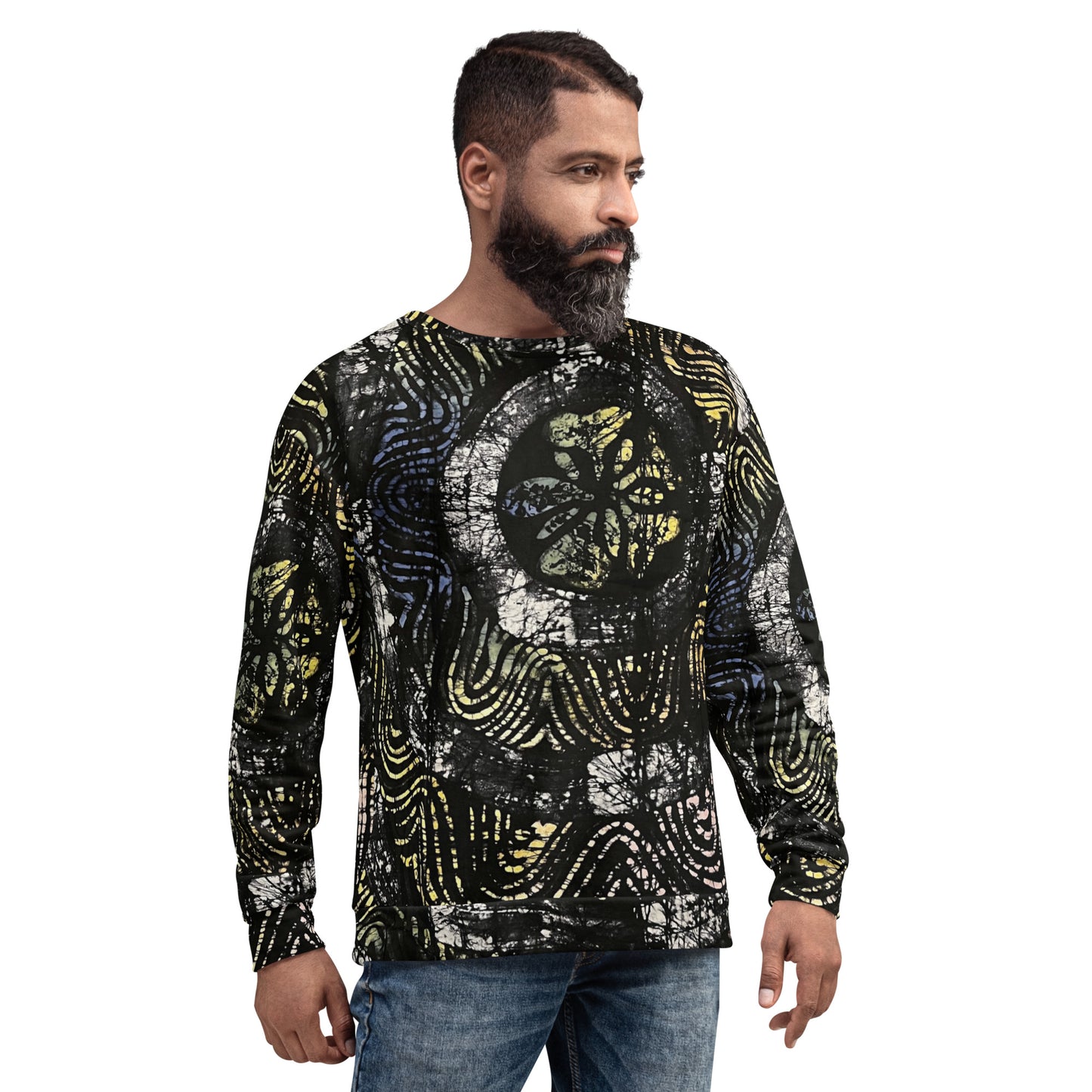 Circles And Swirls Indigo Adire Unisex Sweatshirt