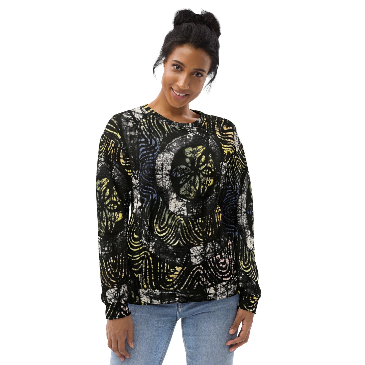 Circles And Swirls Indigo Adire Unisex Sweatshirt