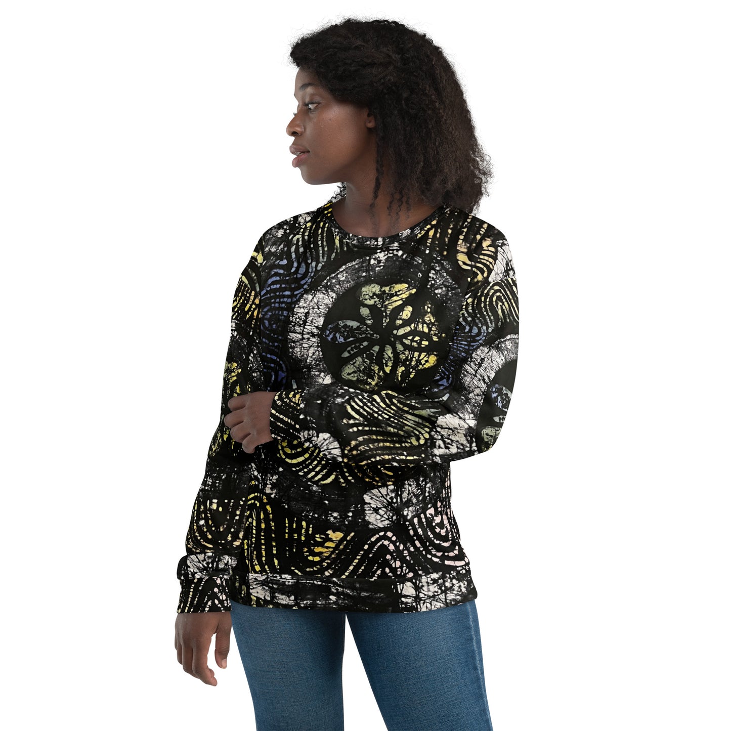 Circles And Swirls Indigo Adire Unisex Sweatshirt