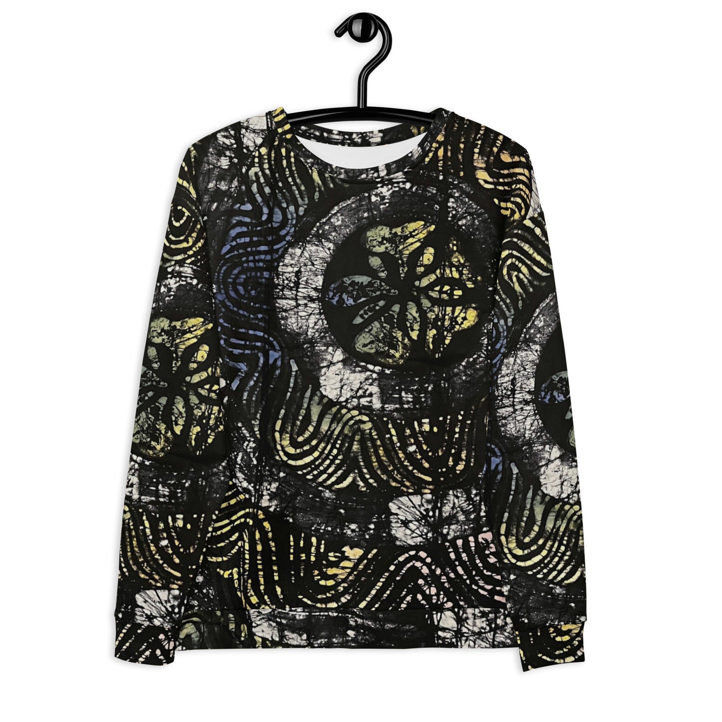 Circles And Swirls Indigo Adire Unisex Sweatshirt