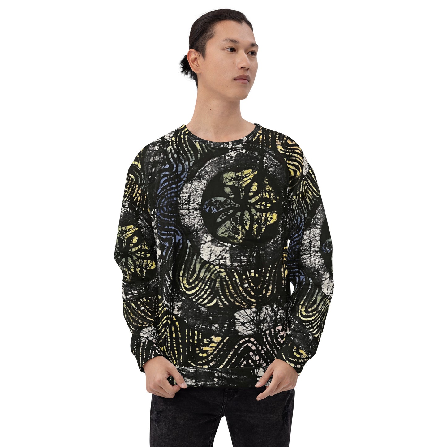 Circles And Swirls Indigo Adire Unisex Sweatshirt