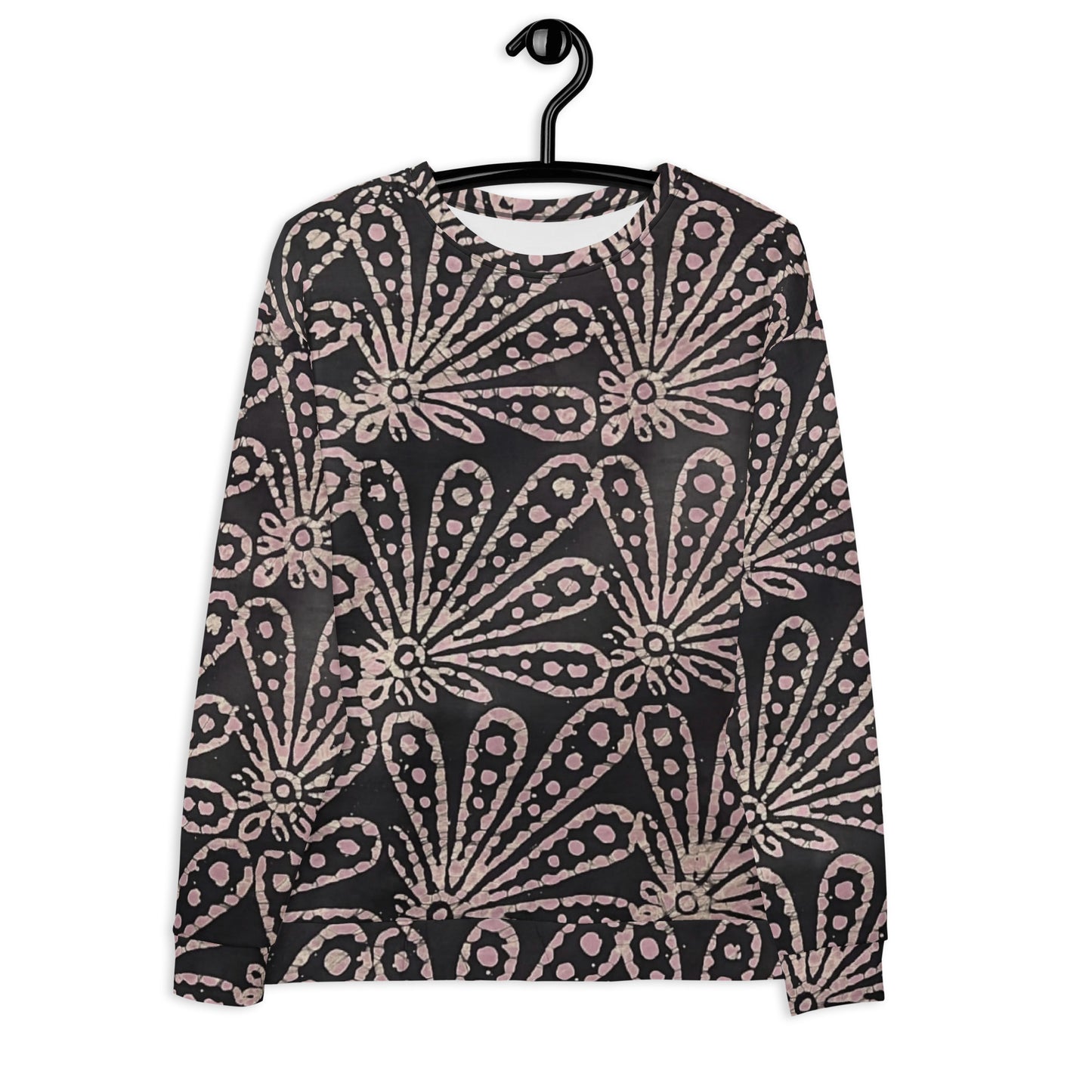 Brown Pale Pink Floral Pattern Adire Unisex Sweatshirt