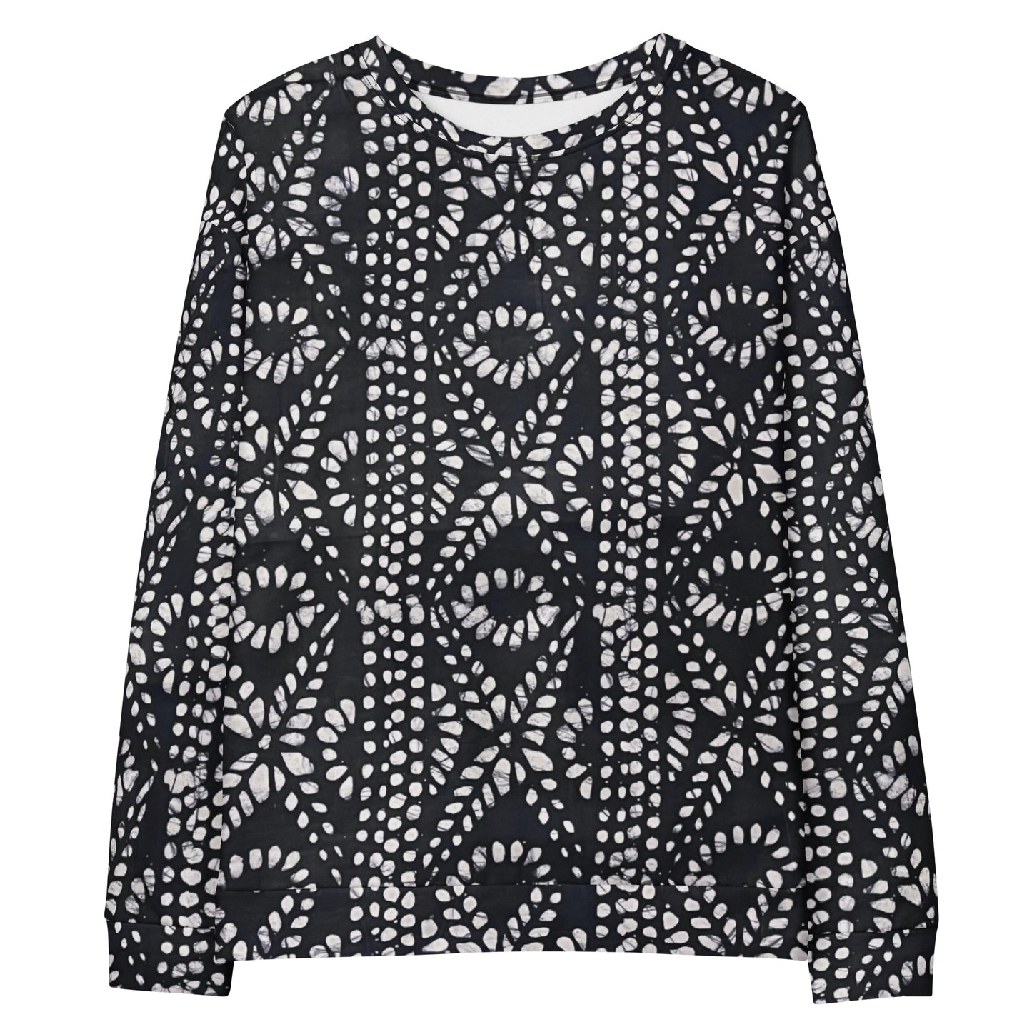 Black And White Nigerian Abstract Aztec Print Adire Unisex Sweatshirt