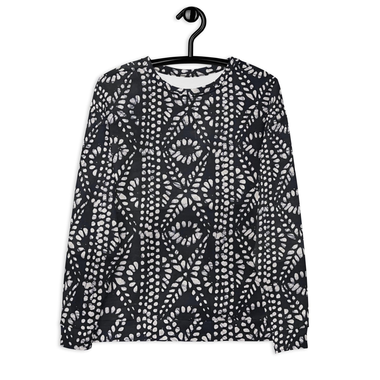 Black And White Nigerian Abstract Aztec Print Adire Unisex Sweatshirt