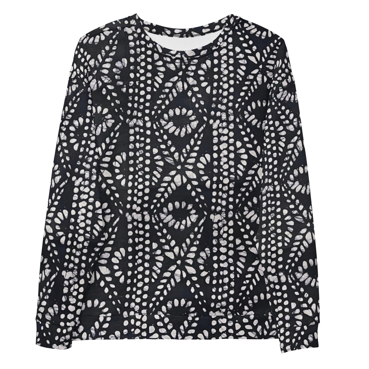 Black And White Nigerian Abstract Aztec Print Adire Unisex Sweatshirt