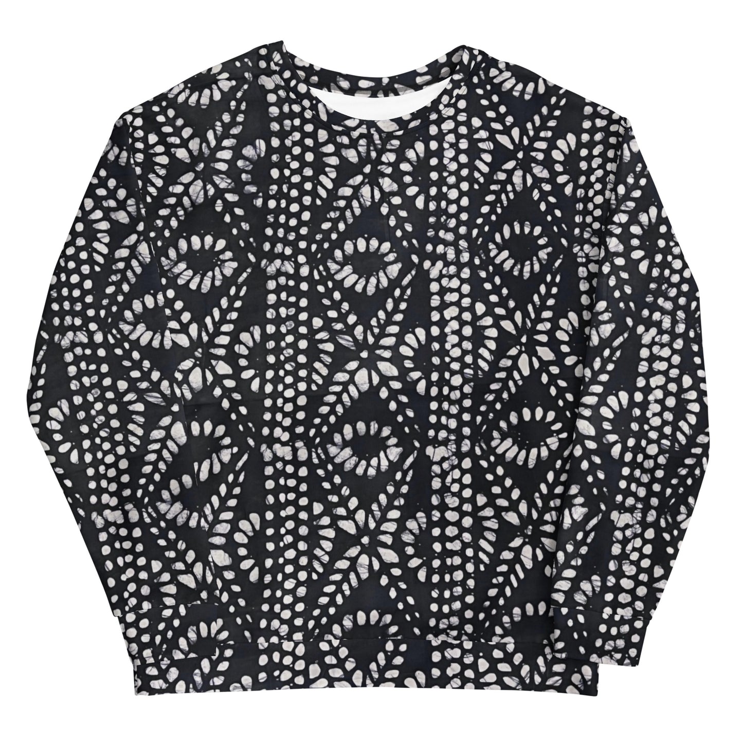 Black And White Nigerian Abstract Aztec Print Adire Unisex Sweatshirt