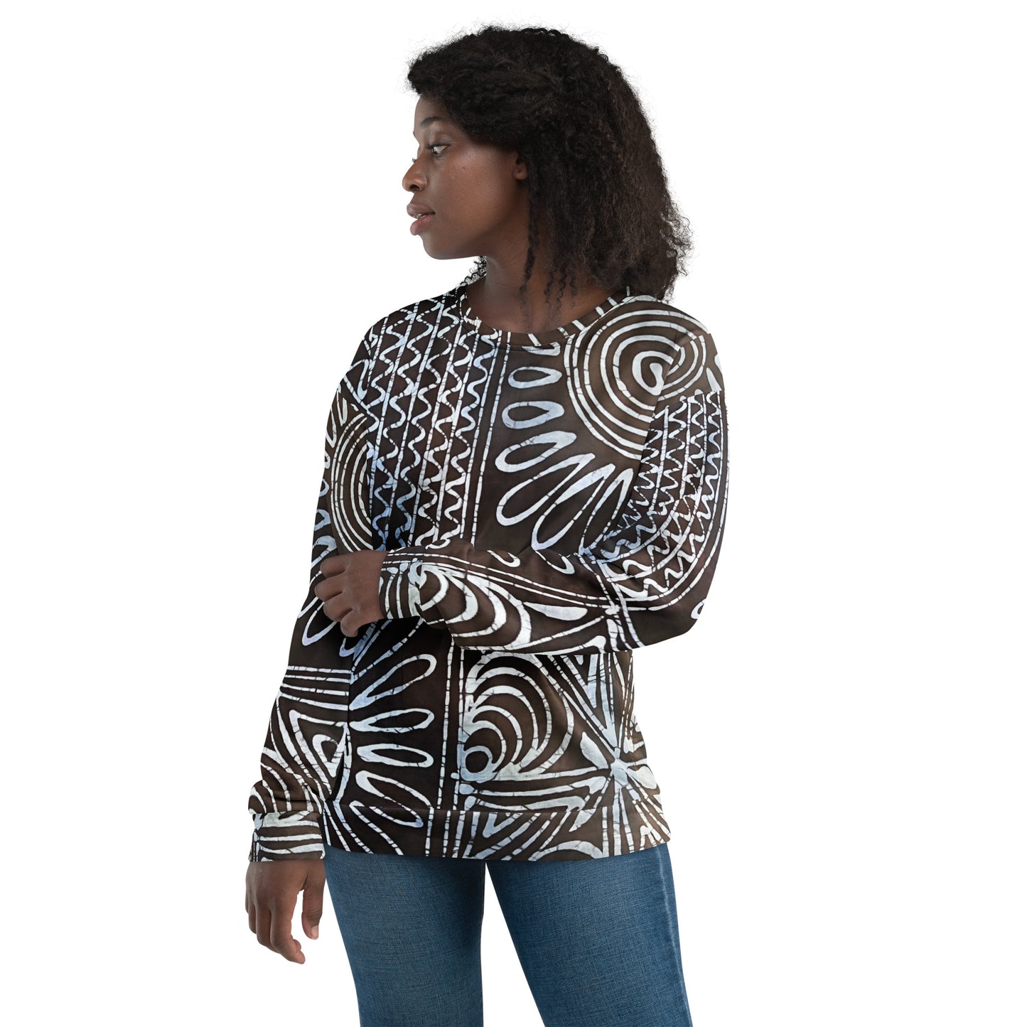 Abstract Cyan Blue Adire Unisex Sweatshirt