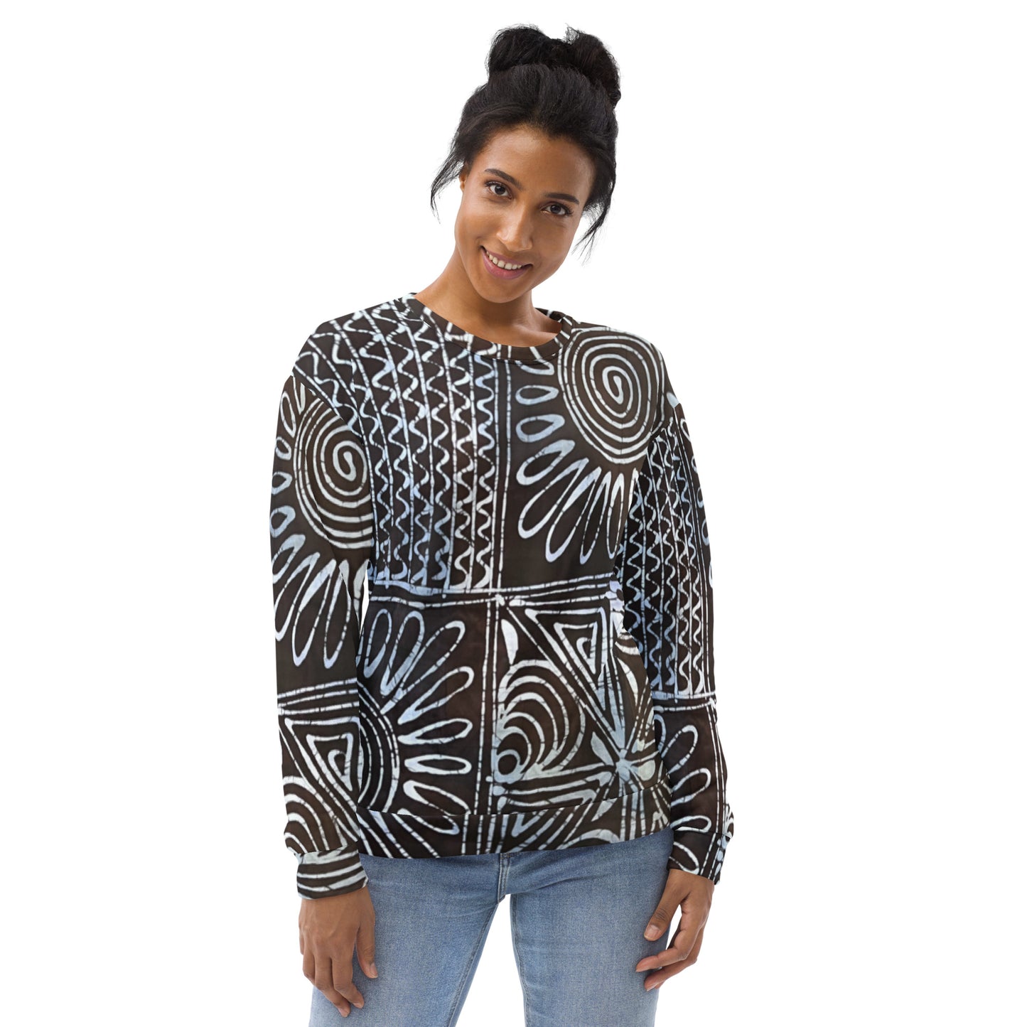 Abstract Cyan Blue Adire Unisex Sweatshirt