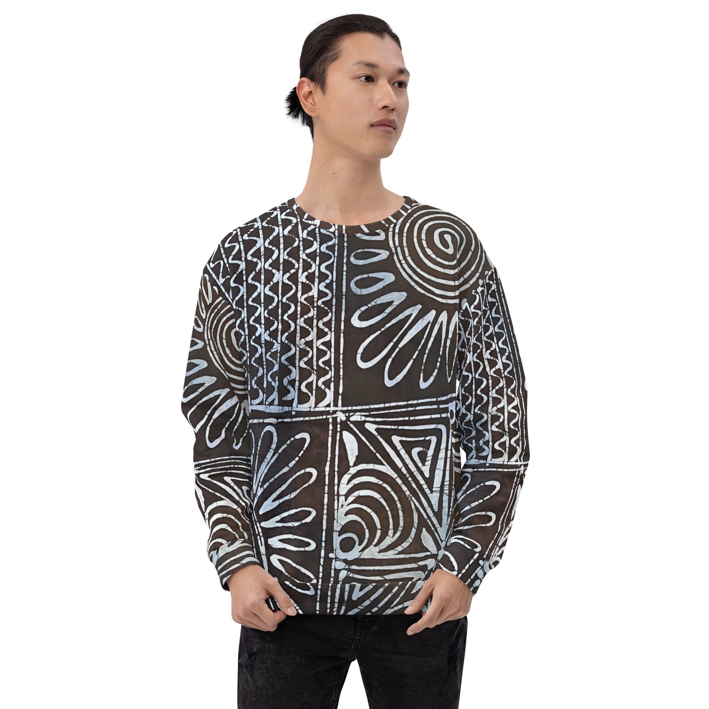 Abstract Cyan Blue Adire Unisex Sweatshirt