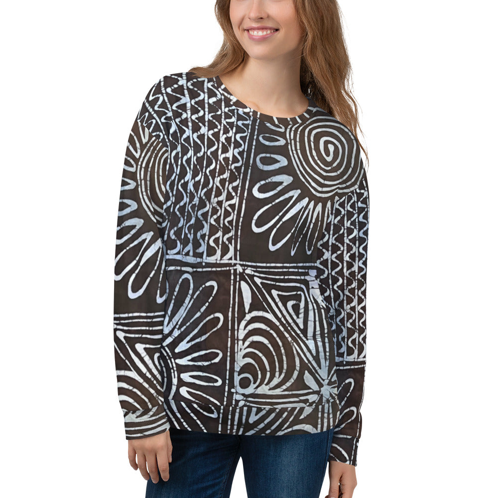 Abstract Cyan Blue Adire Unisex Sweatshirt