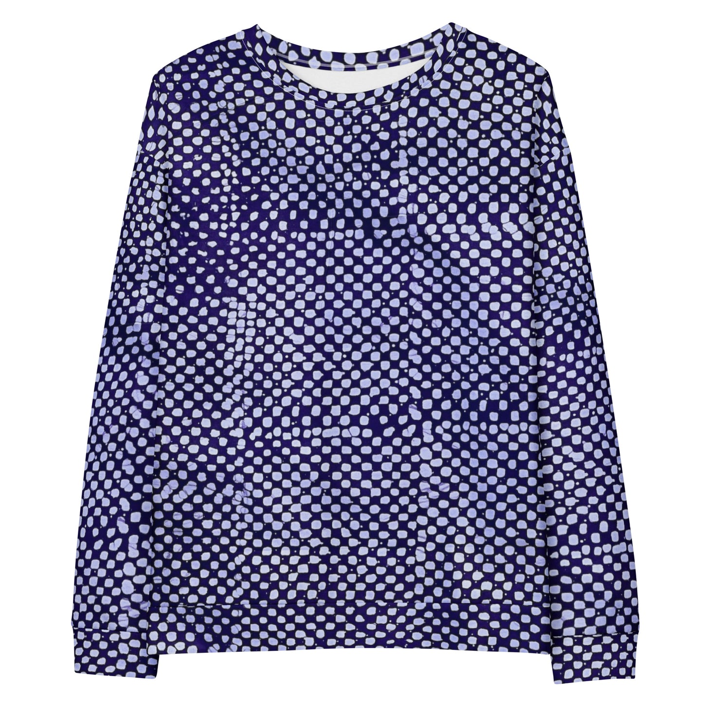 Purple And White Polka Dots Adire Unisex Sweatshirt