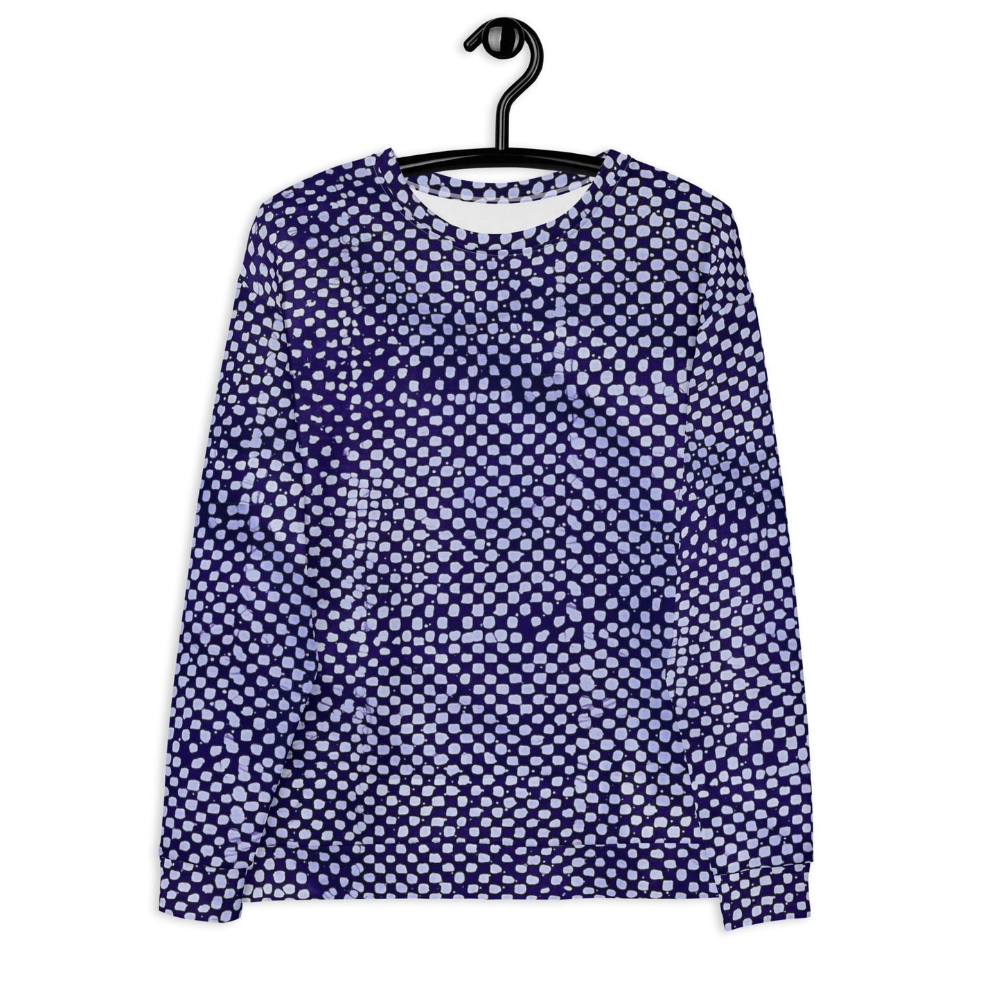 Purple And White Polka Dots Adire Unisex Sweatshirt