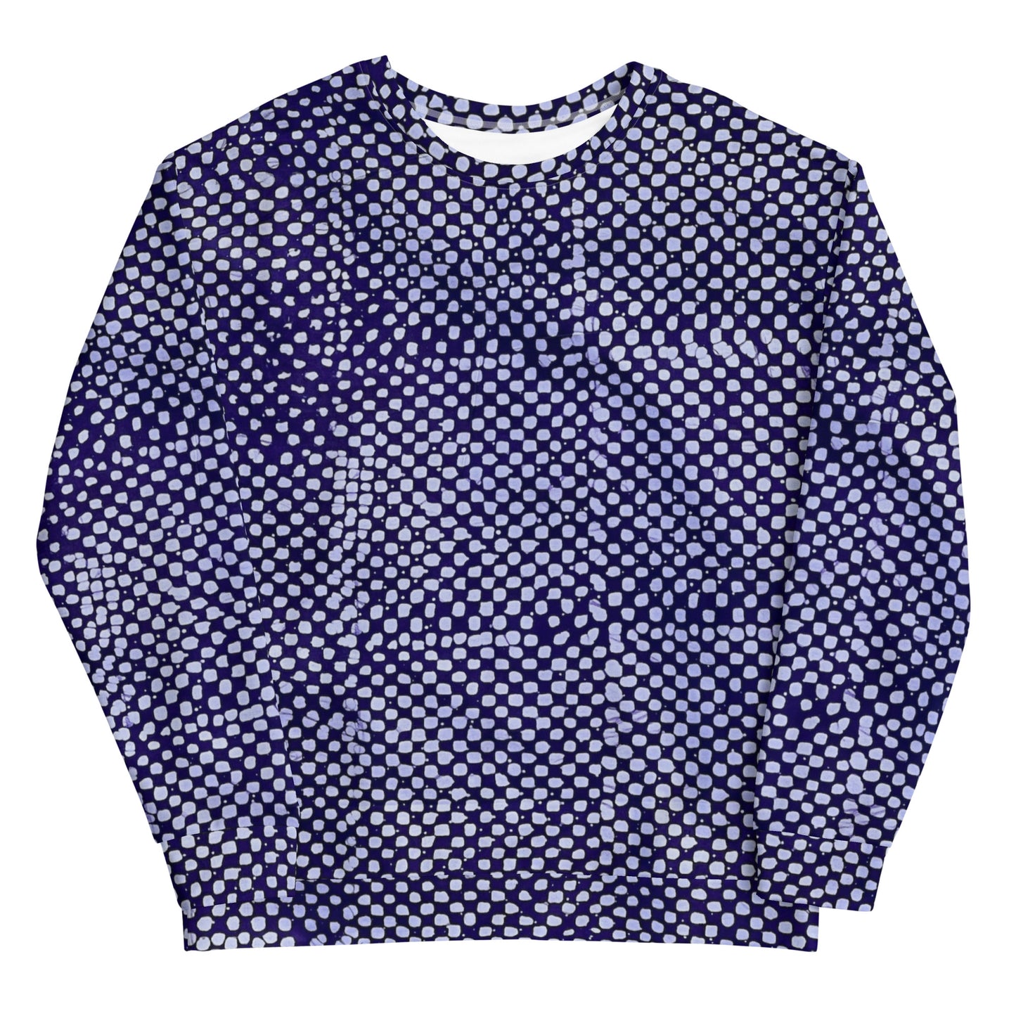 Purple And White Polka Dots Adire Unisex Sweatshirt