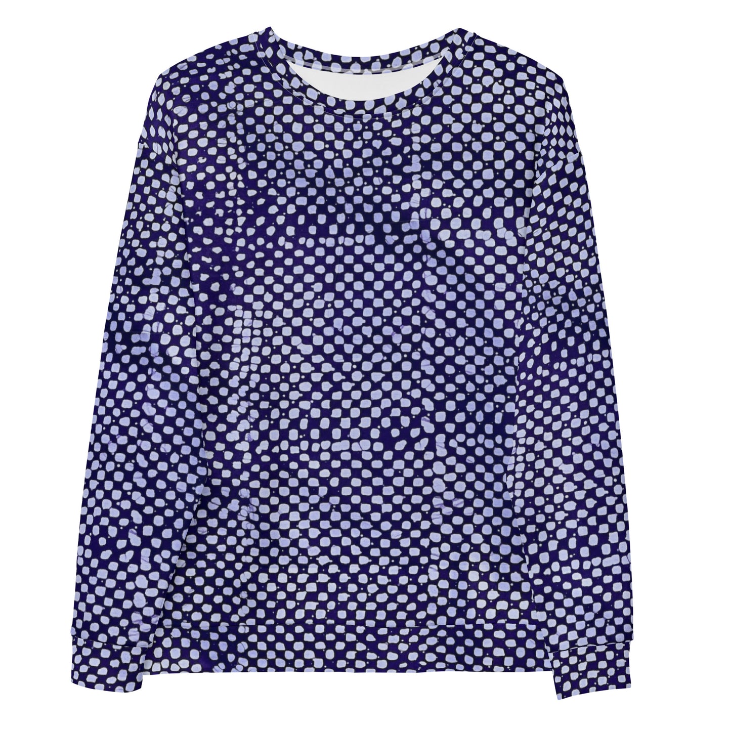 Purple And White Polka Dots Adire Unisex Sweatshirt